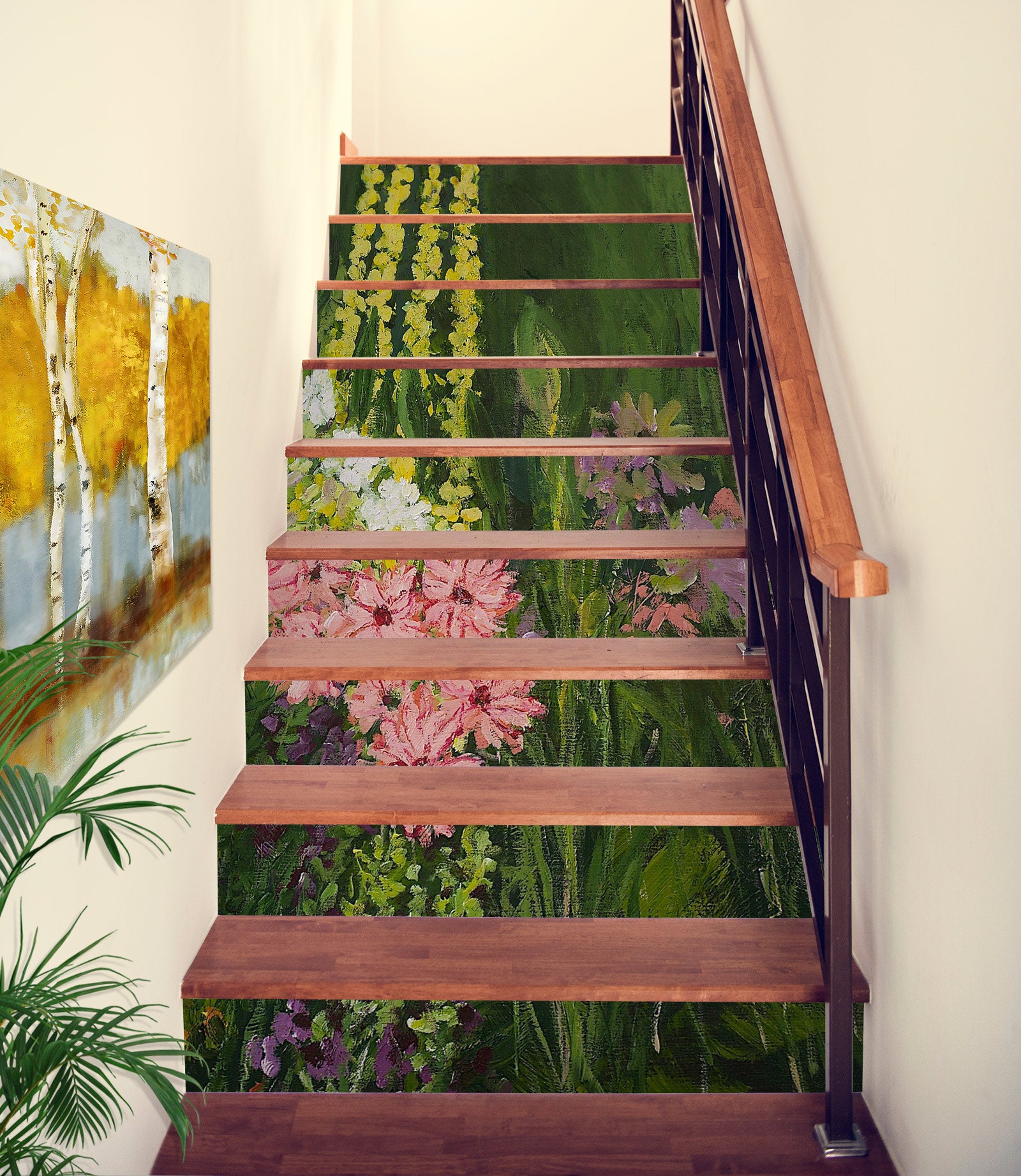3D Pink Flowers Bushes 89199 Allan P. Friedlander Stair Risers
