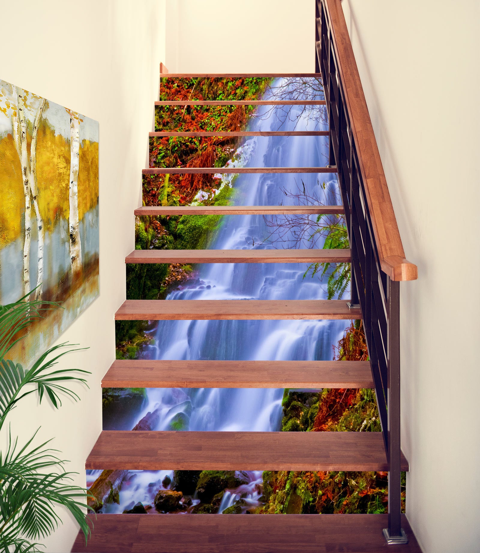 3D Picturesque Waterfall 200 Stair Risers