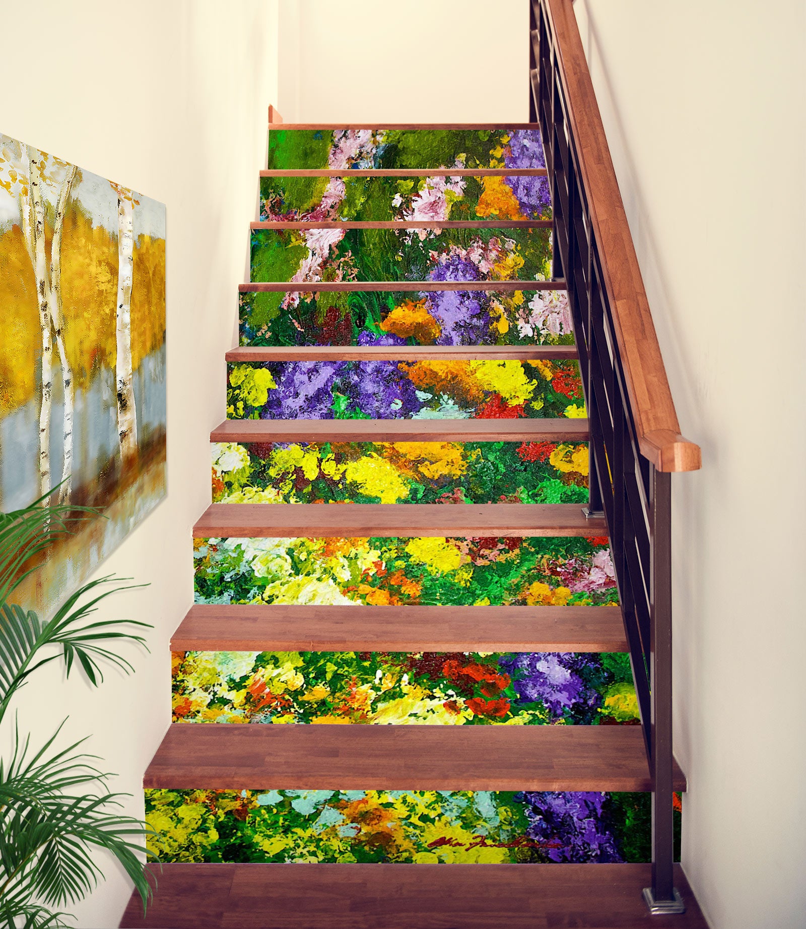 3D Colorful Flowers Field 9023 Allan P. Friedlander Stair Risers