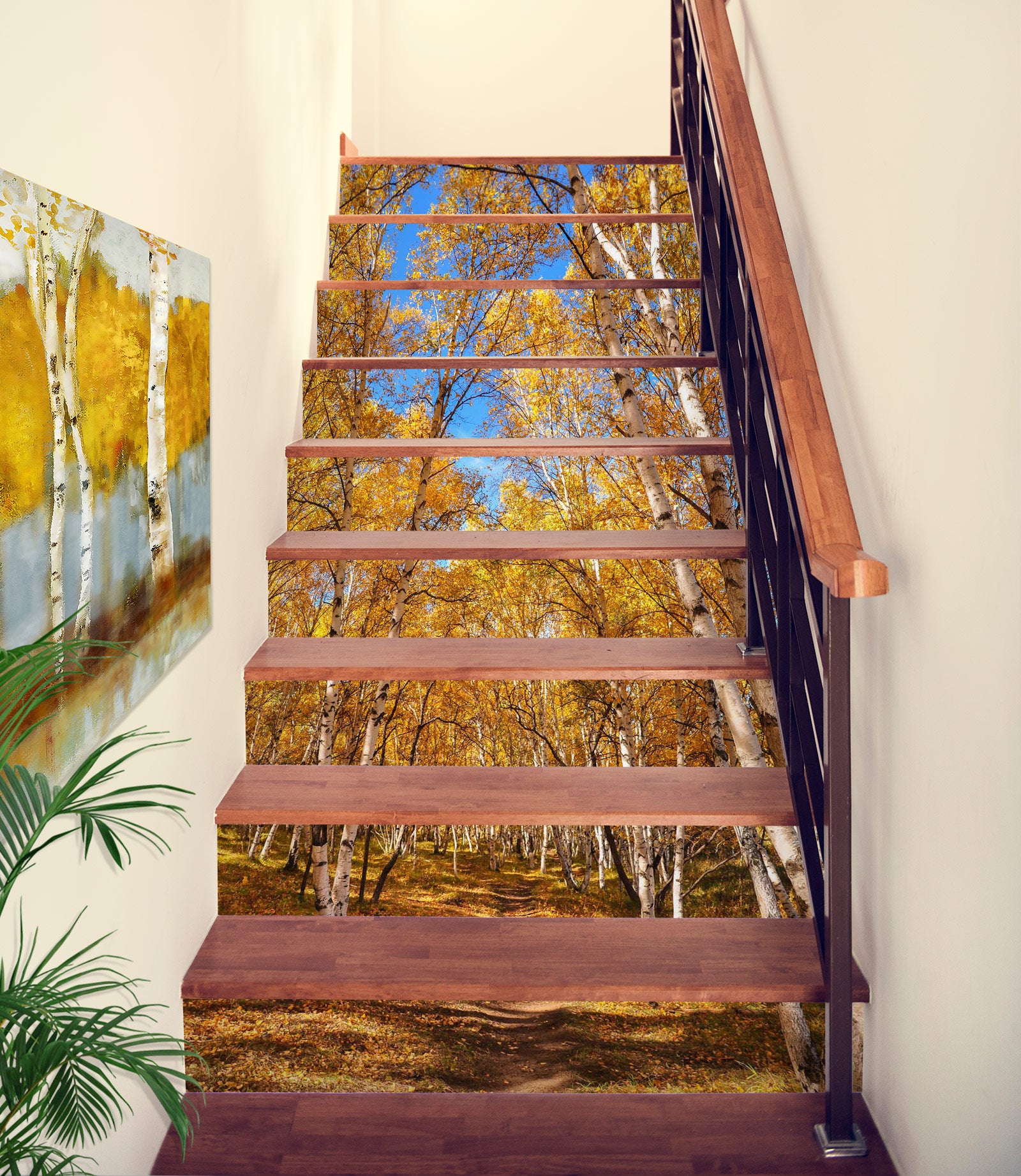 3D Autumn Golden Woods 310 Stair Risers