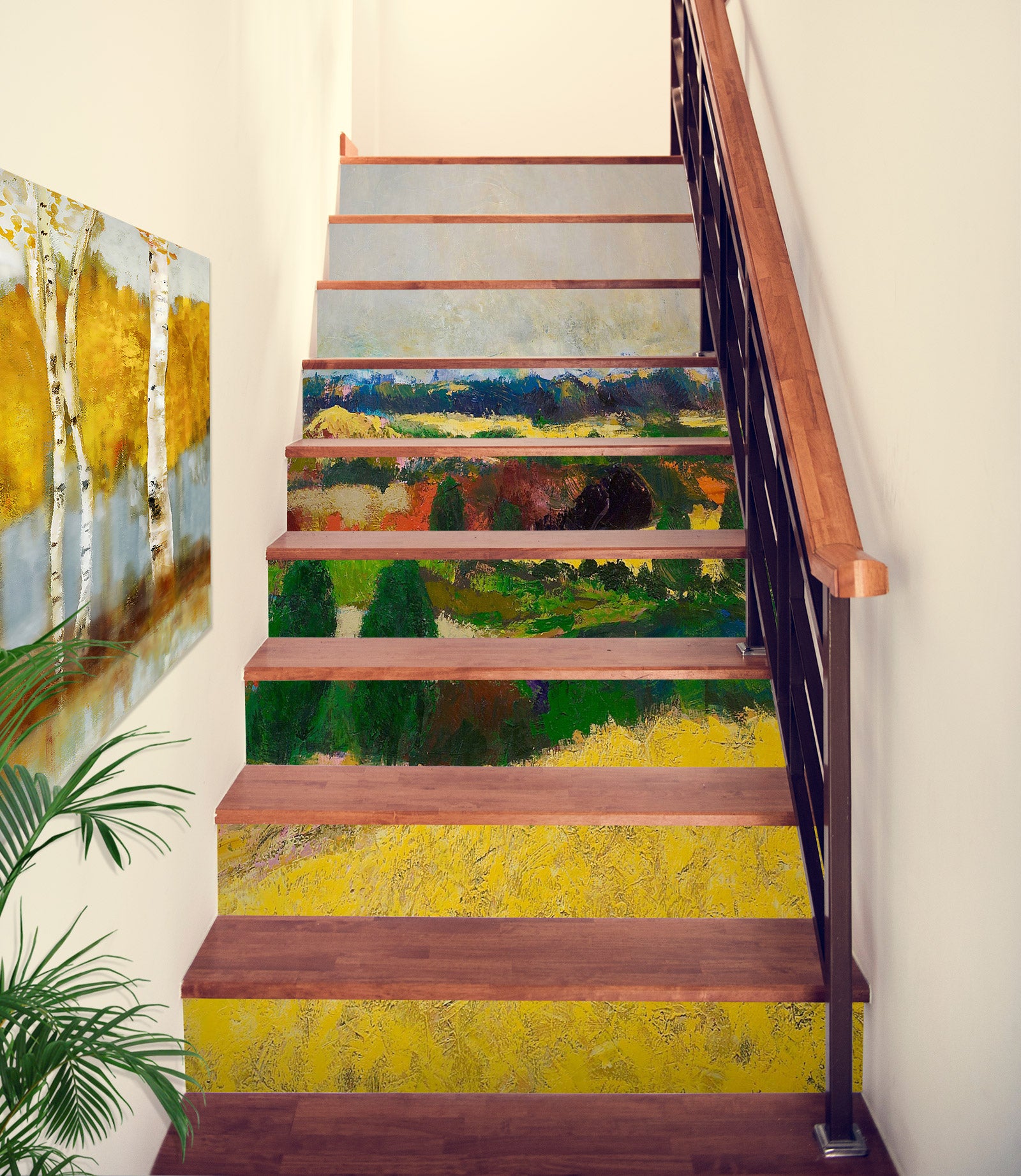3D Golden Field Green Trees 89195 Allan P. Friedlander Stair Risers