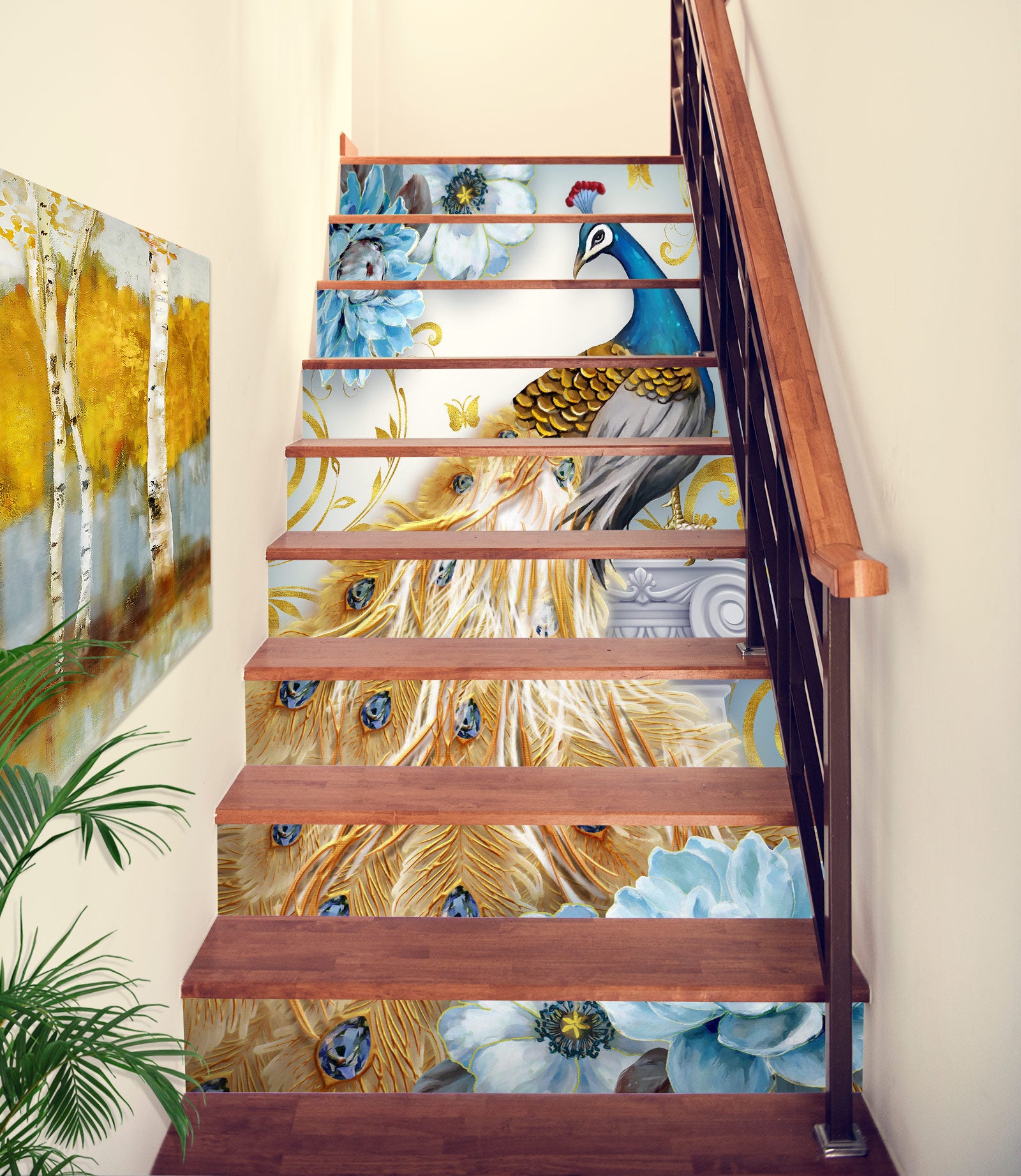 3D Elegant Peacock 260 Stair Risers