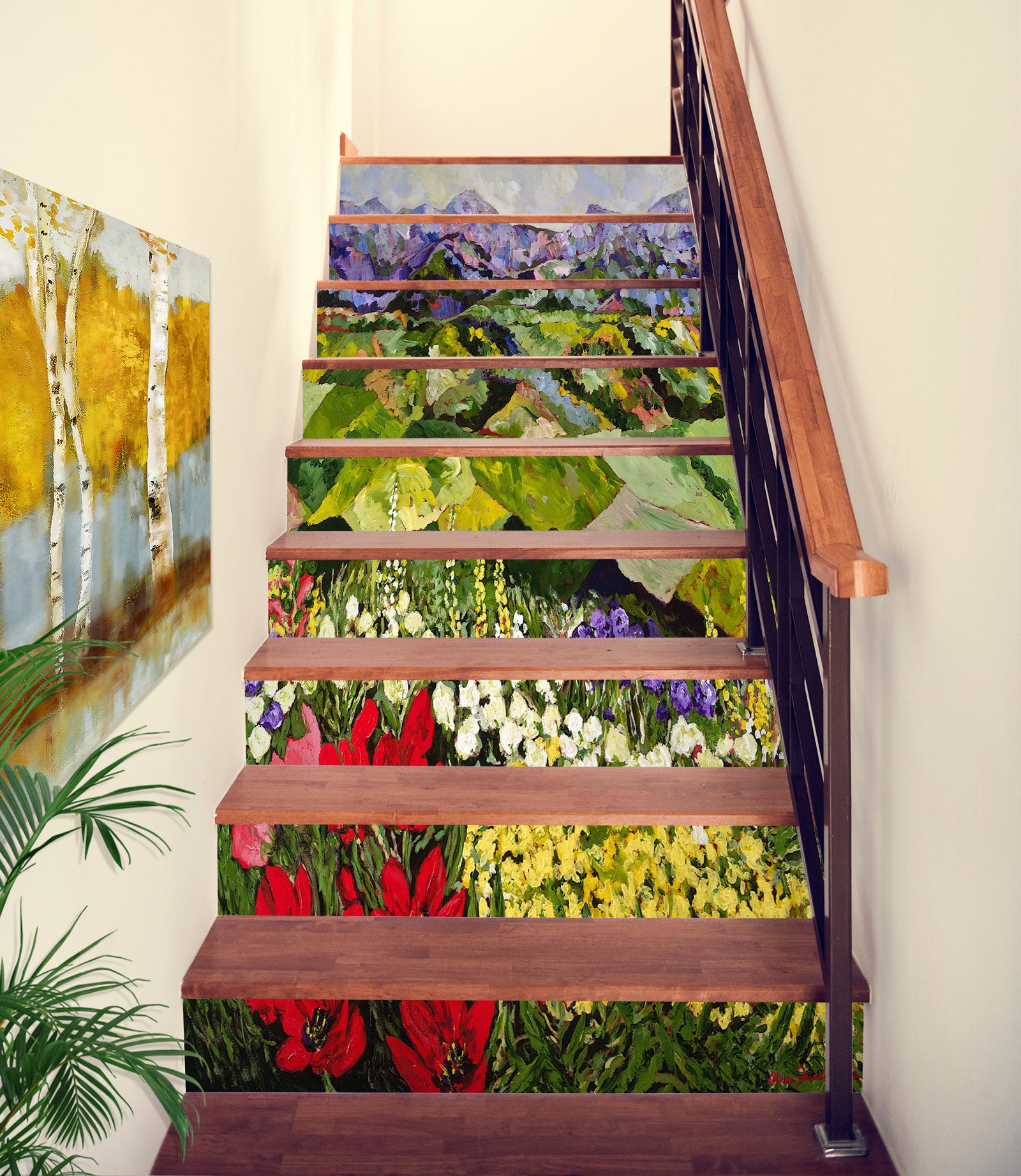 3D Flower Bush Hillside 89176 Allan P. Friedlander Stair Risers