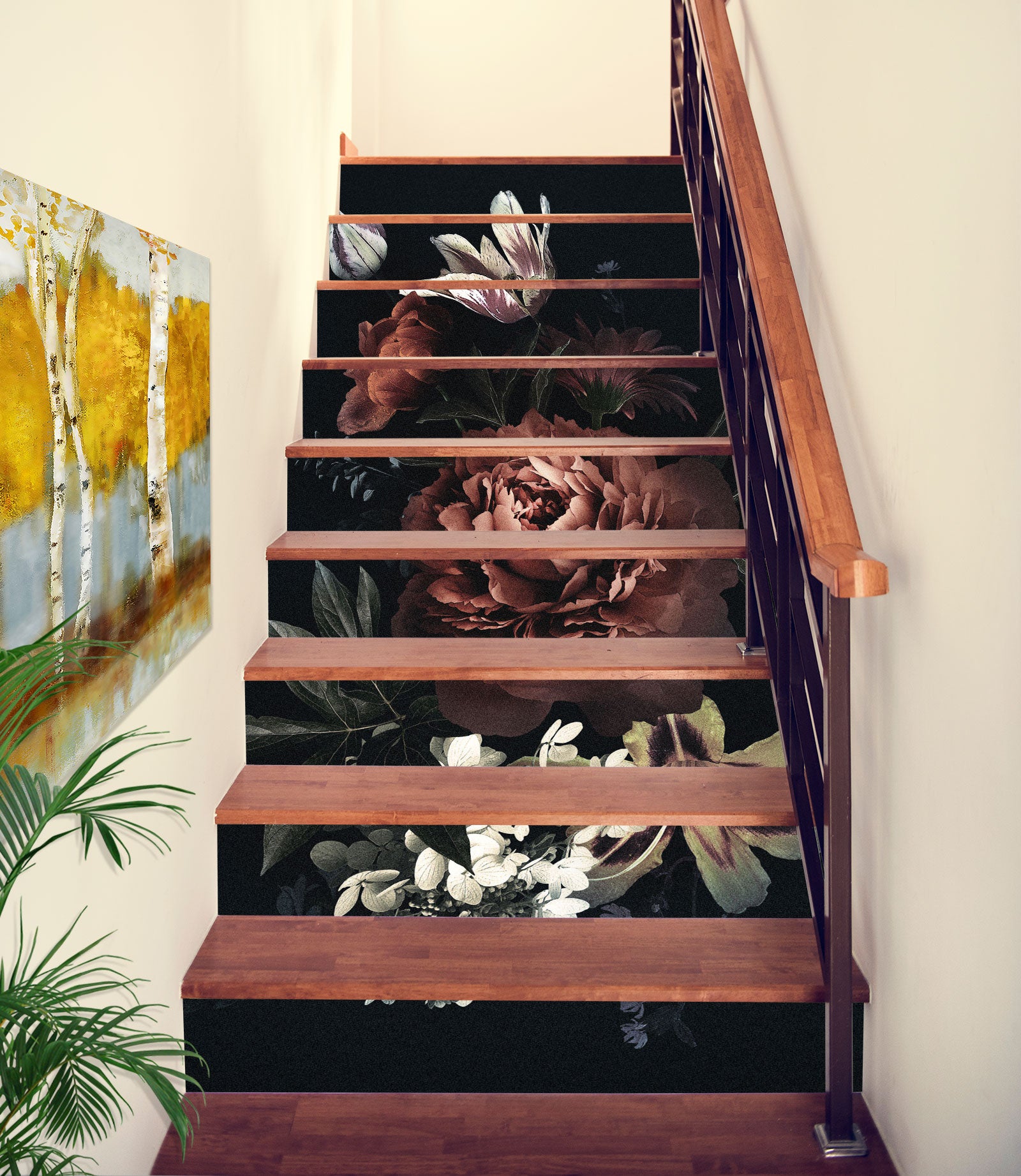 3D Coquettish Blooming Flowers 492 Stair Risers