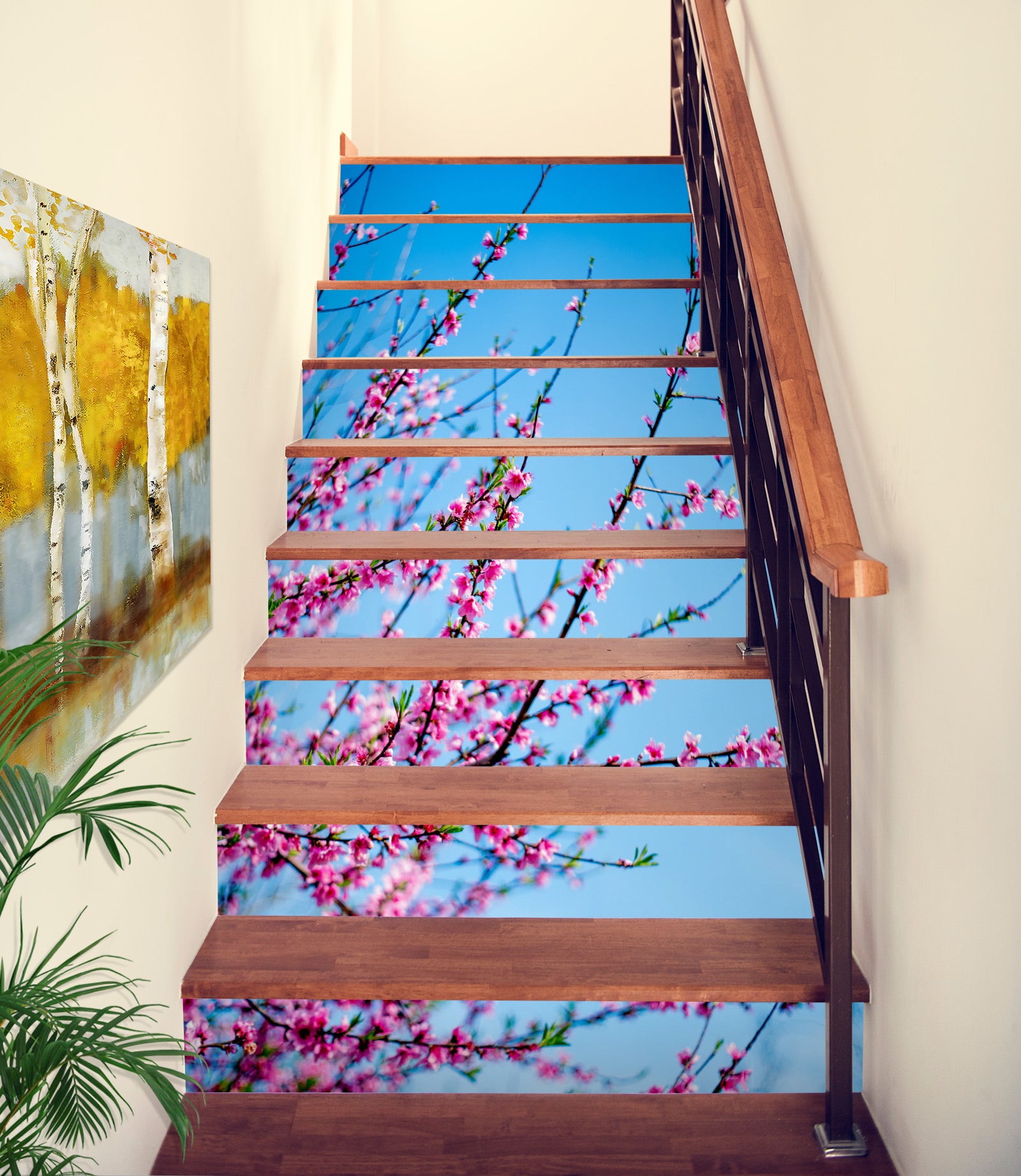 3D Sky Plum Branch 259 Stair Risers