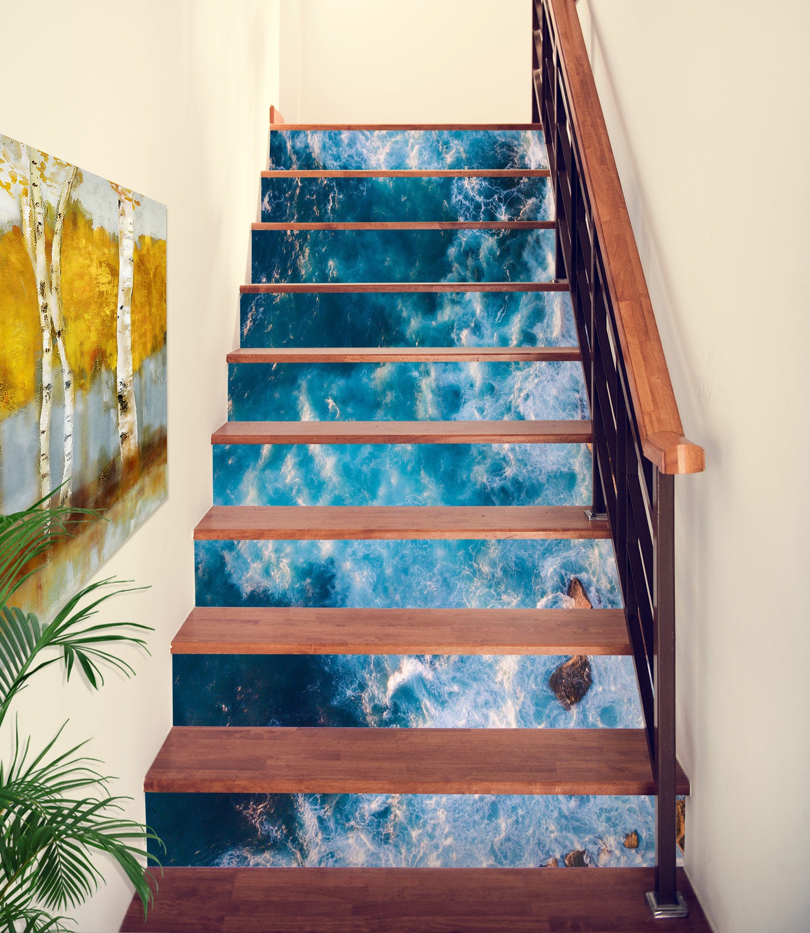 3D The Night Sea Is Surging 329 Stair Risers