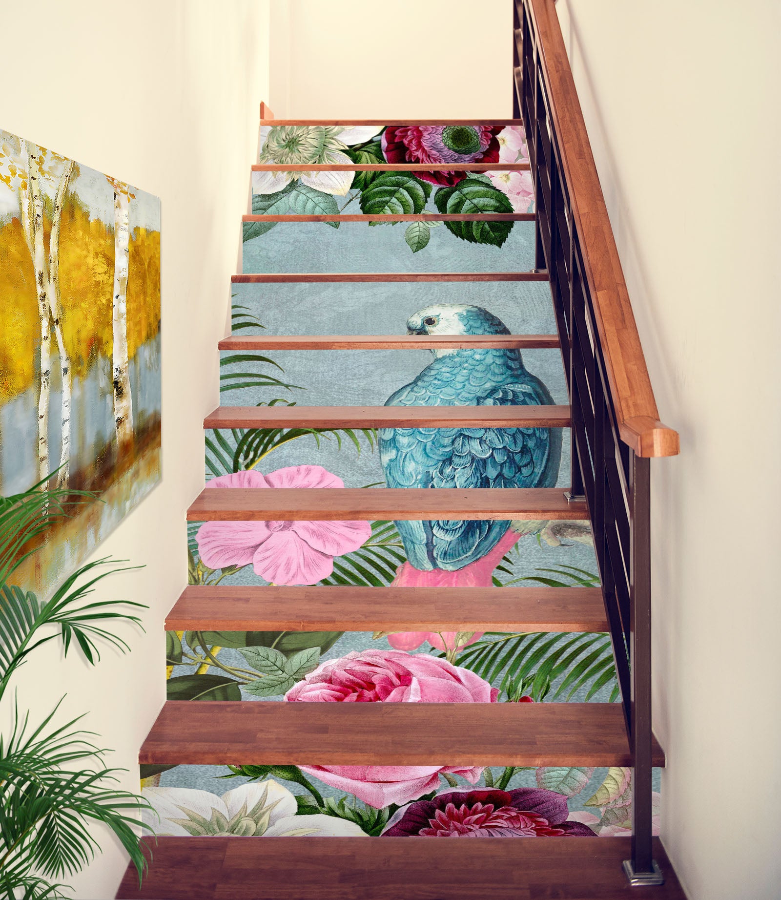 3D Parrot Flower Bush 11010 Andrea Haase Stair Risers