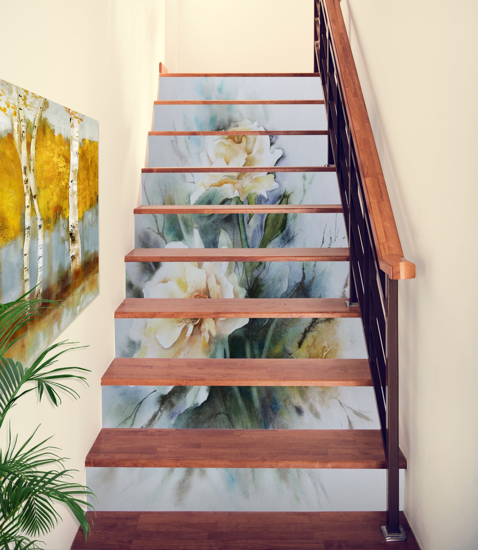 3D Two Yellow Roses 199 Stair Risers