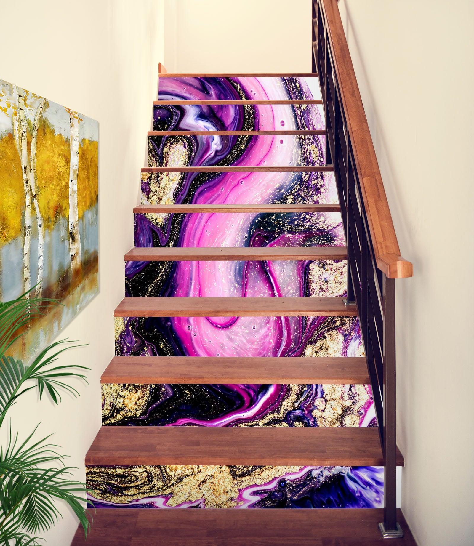 3D Purple Stagnant Texture 488 Stair Risers