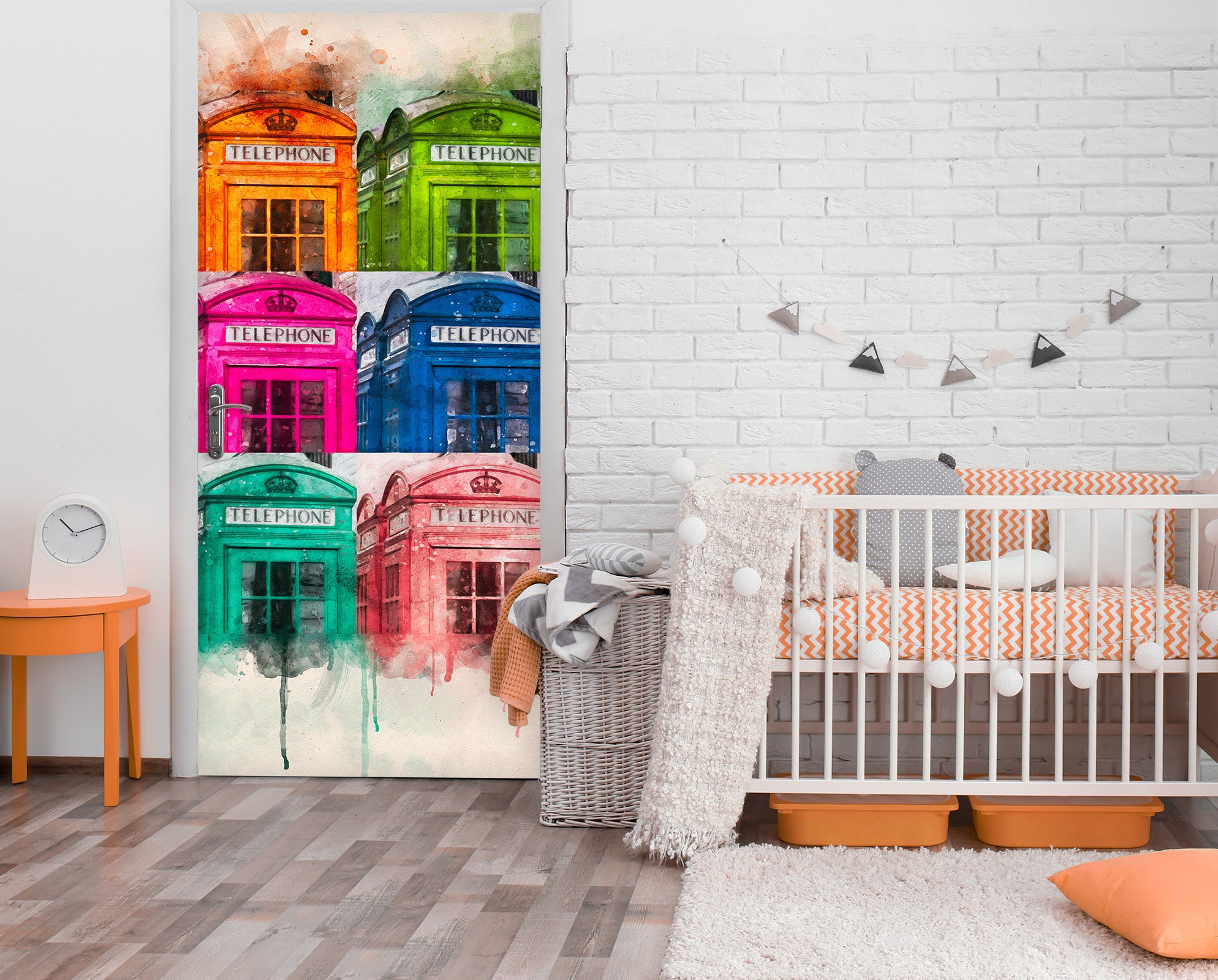 3D Phone Booth Colorful 101193 Assaf Frank Door Mural