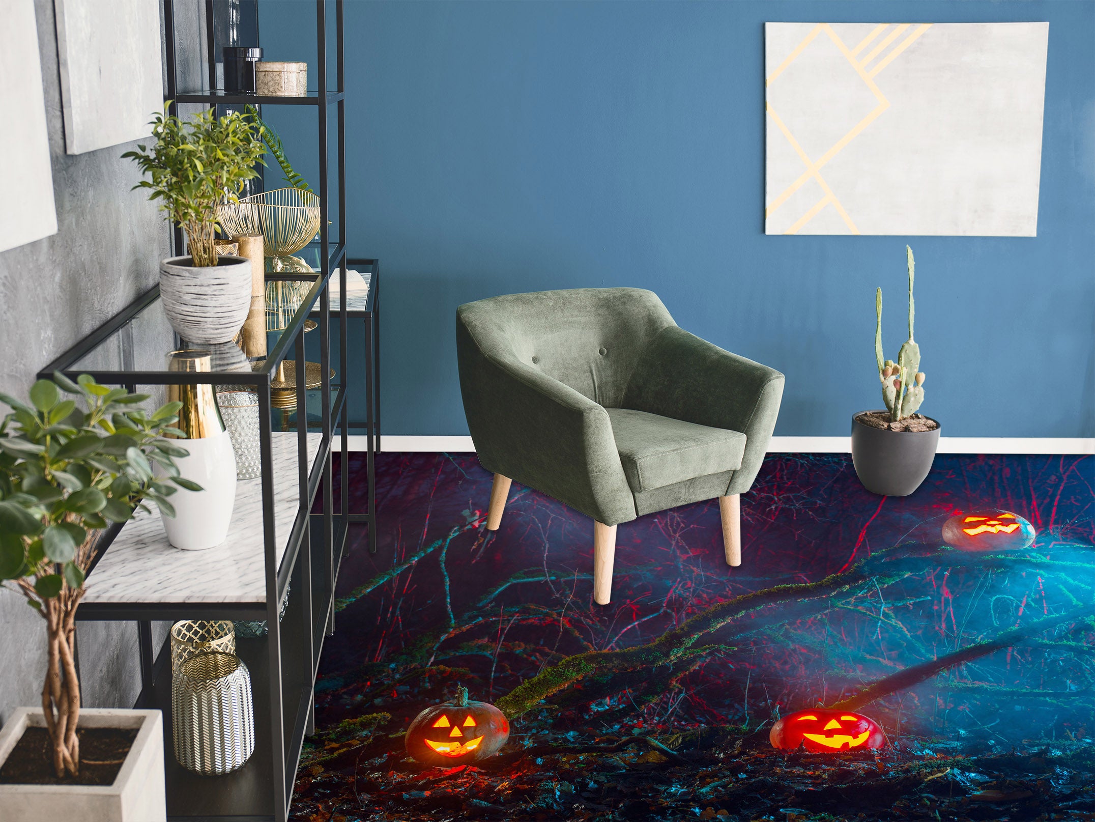 3D Pumpkin Root 019 Floor Mural Self-Adhesive Sticker Bathroom Non-slip Waterproof Flooring Murals