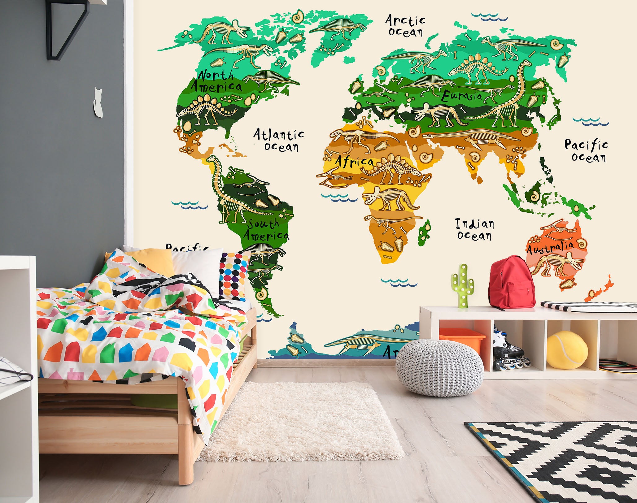 3D Color Painting 2120 World Map Wall Murals