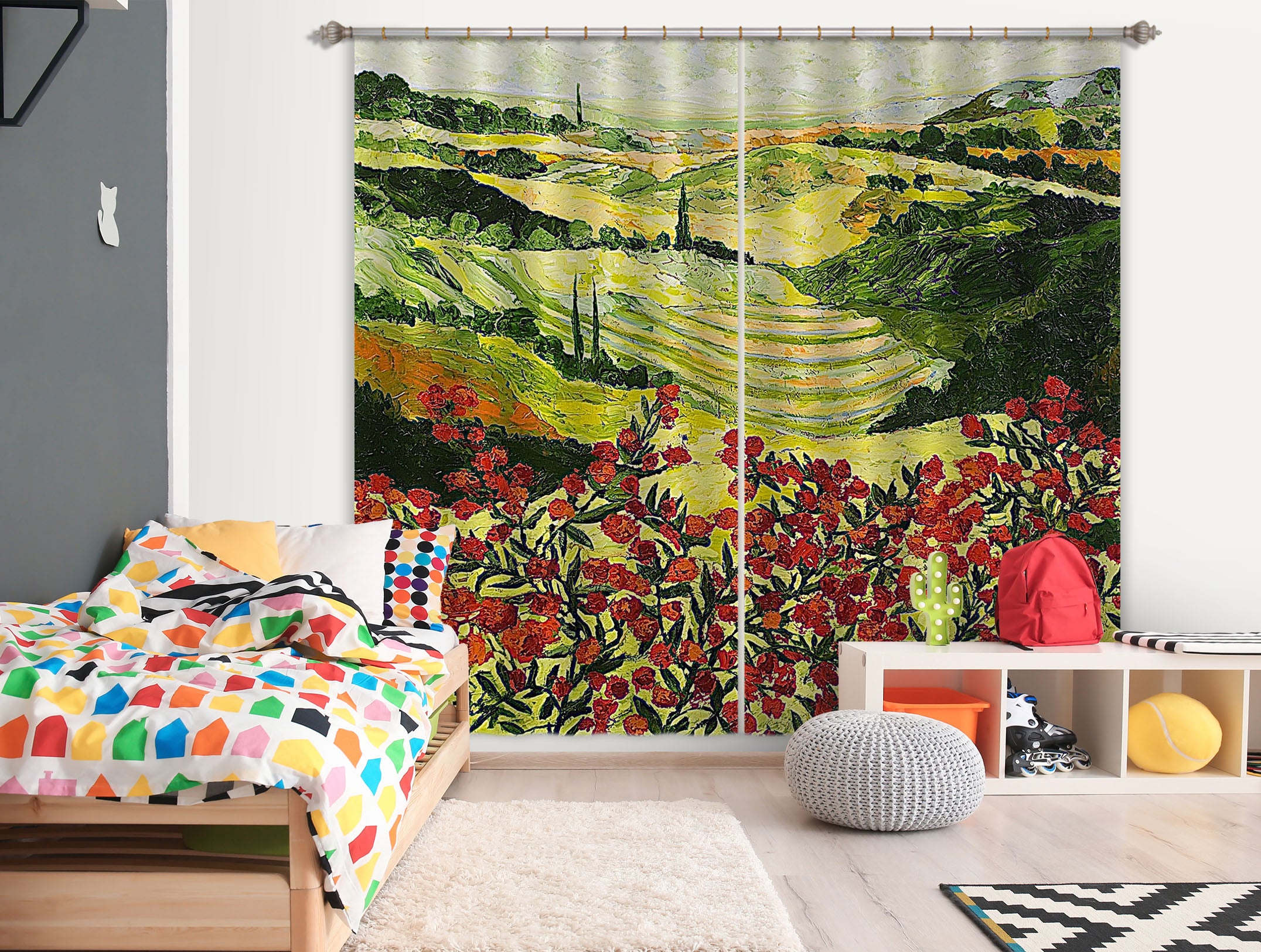 3D Wildflower 123 Allan P. Friedlander Curtain Curtains Drapes