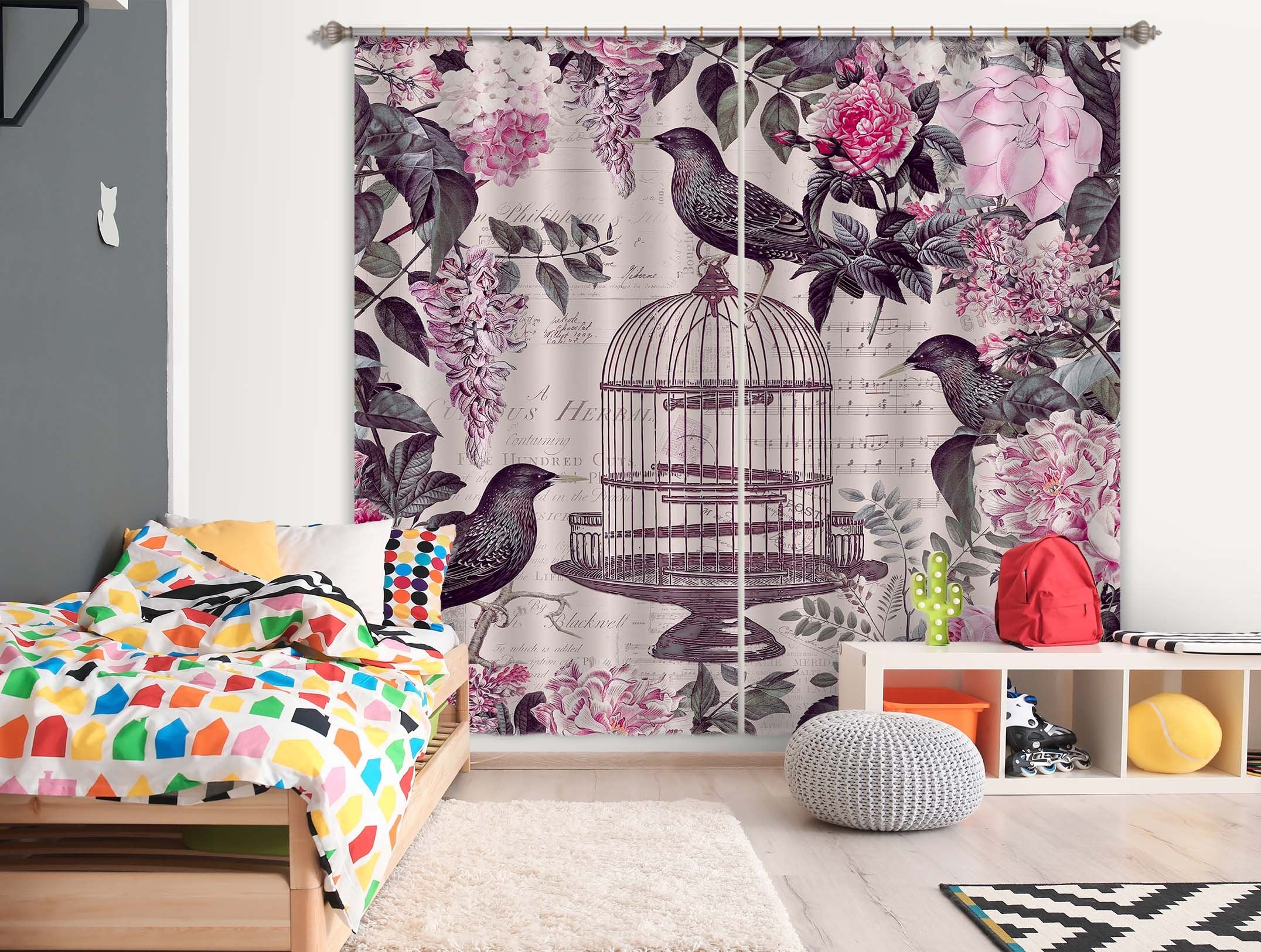 3D Birds Tweet 044 Andrea haase Curtain Curtains Drapes Wallpaper AJ Wallpaper