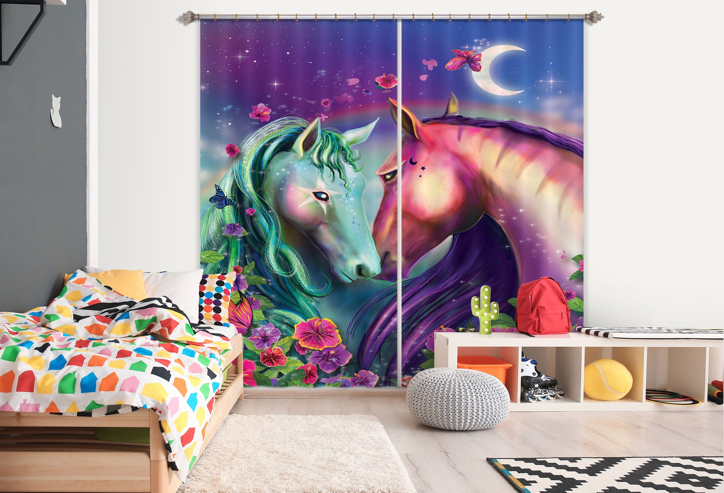 3D Garden Unicorn 130 Rose Catherine Khan Curtain Curtains Drapes