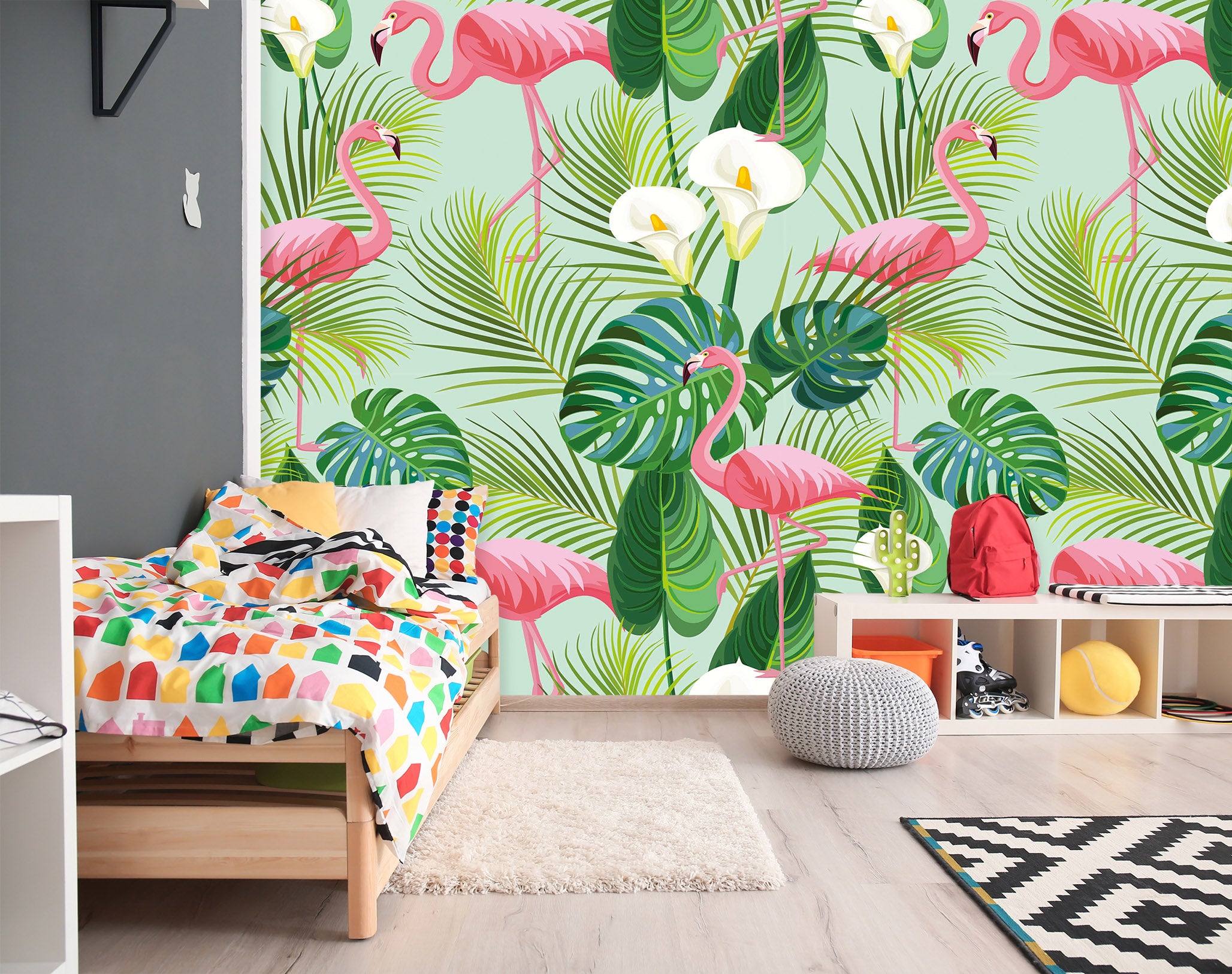 3D Leaves Flamingo 57213 Wall Murals
