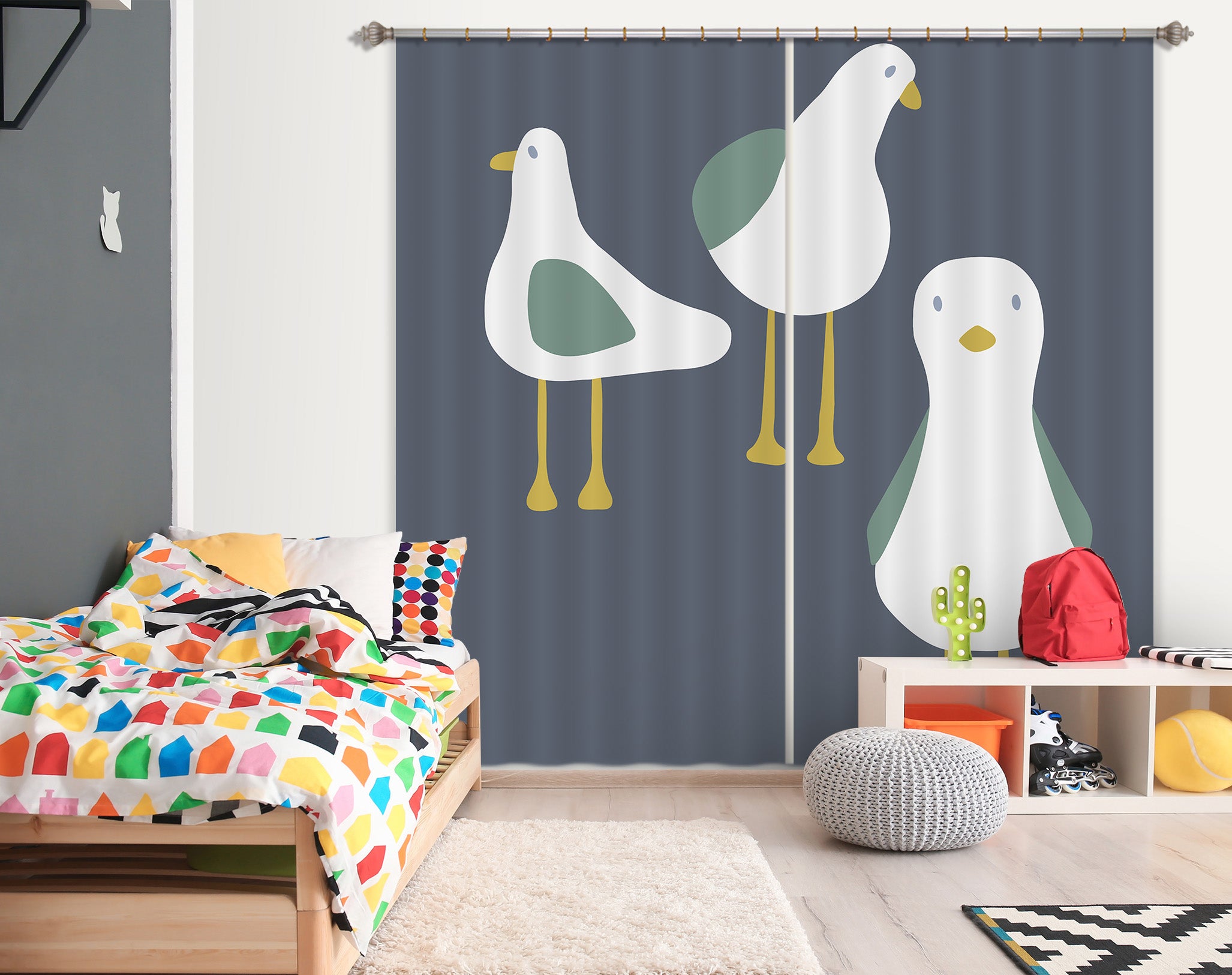 3D Cute Chick 046 Jillian Helvey Curtain Curtains Drapes