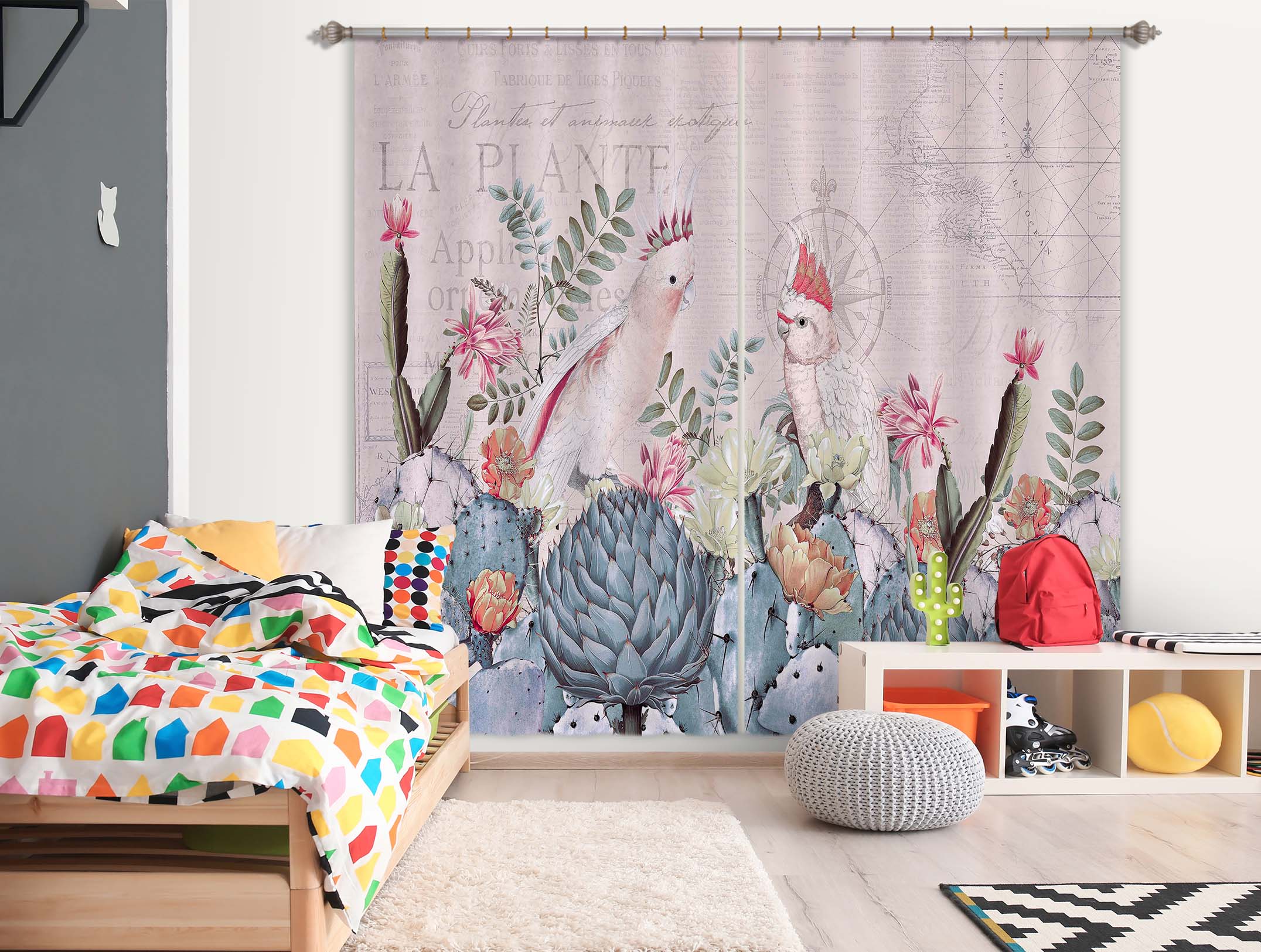 3D Flower Bird 051 Andrea haase Curtain Curtains Drapes