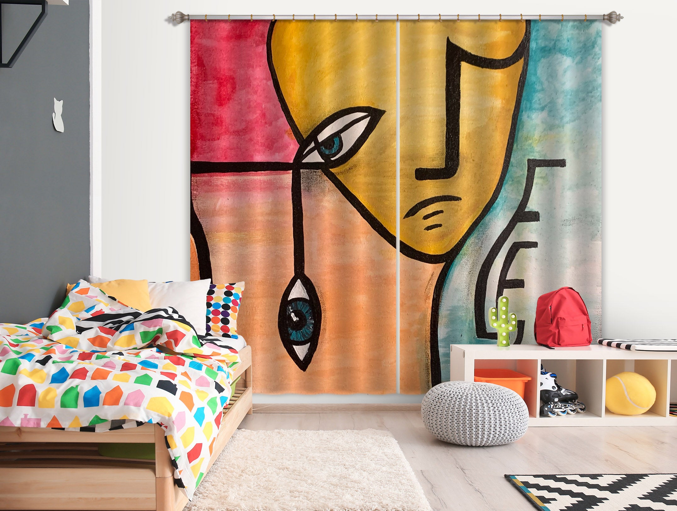 3D Eye Caricature 389 Jacqueline Reynoso Curtain Curtains Drapes