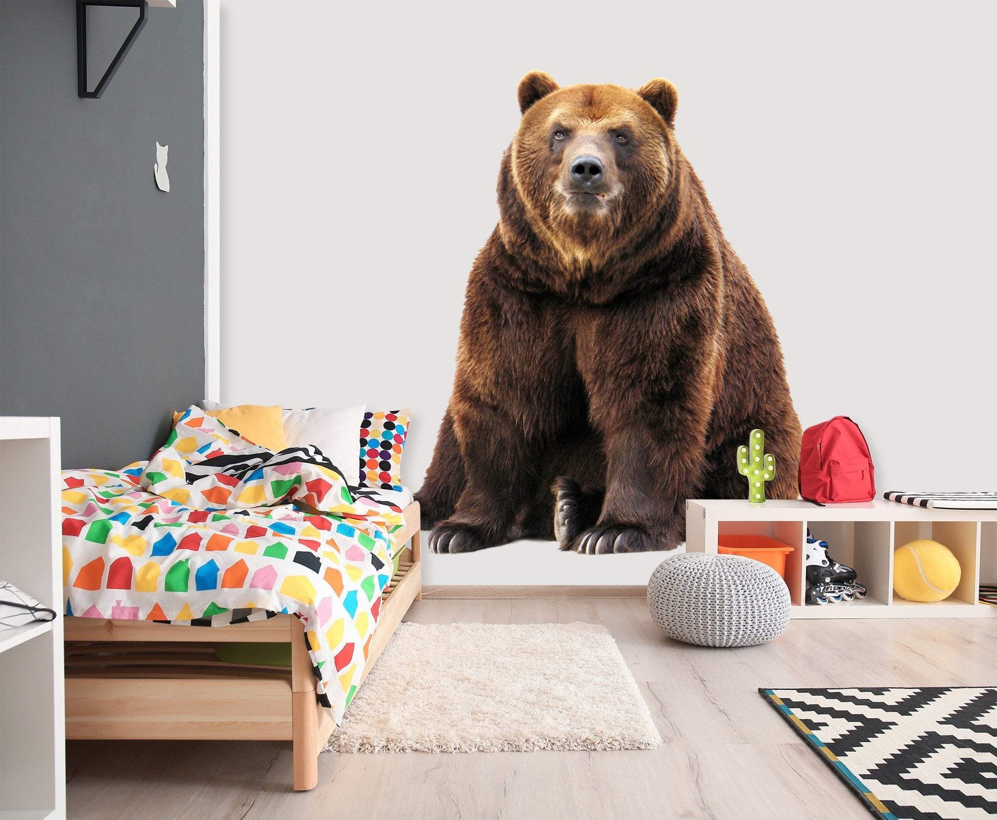 3D Brown Bear Face 201 Animals Wall Stickers Wallpaper AJ Wallpaper