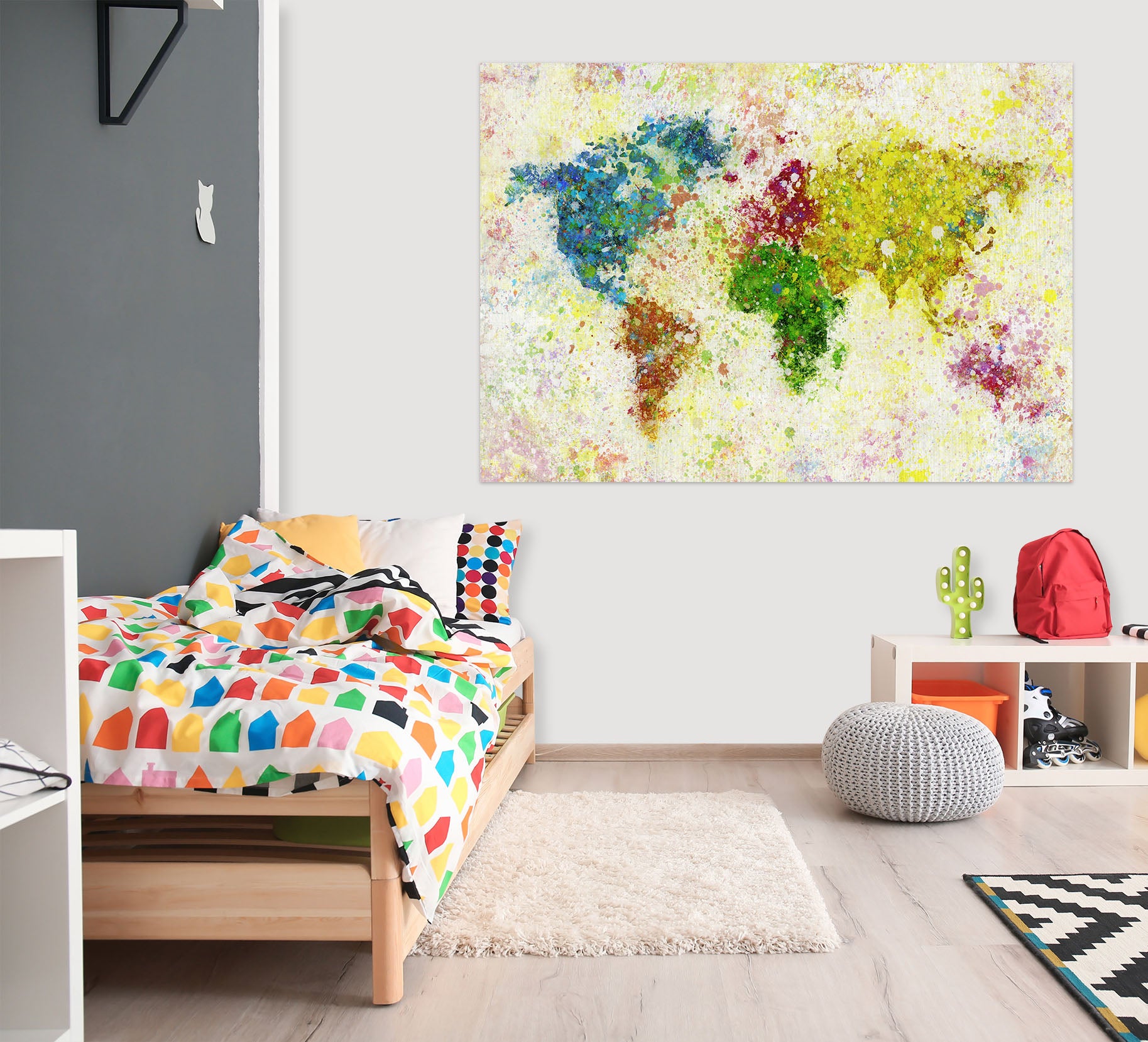 3D Color Graffiti 134 World Map Wall Sticker