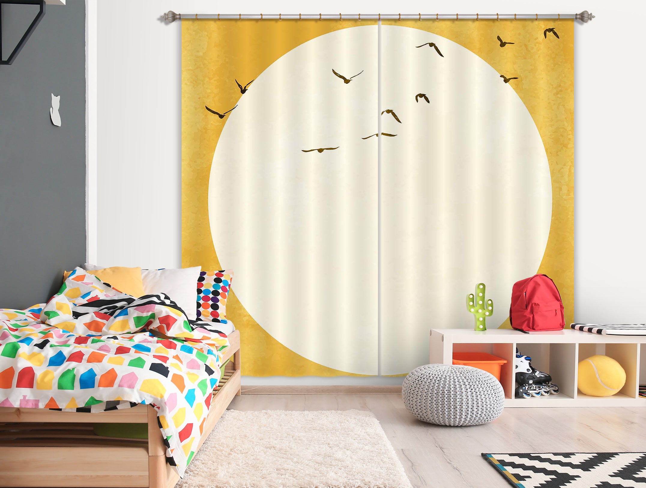 3D Flying Bird 064 Boris Draschoff Curtain Curtains Drapes