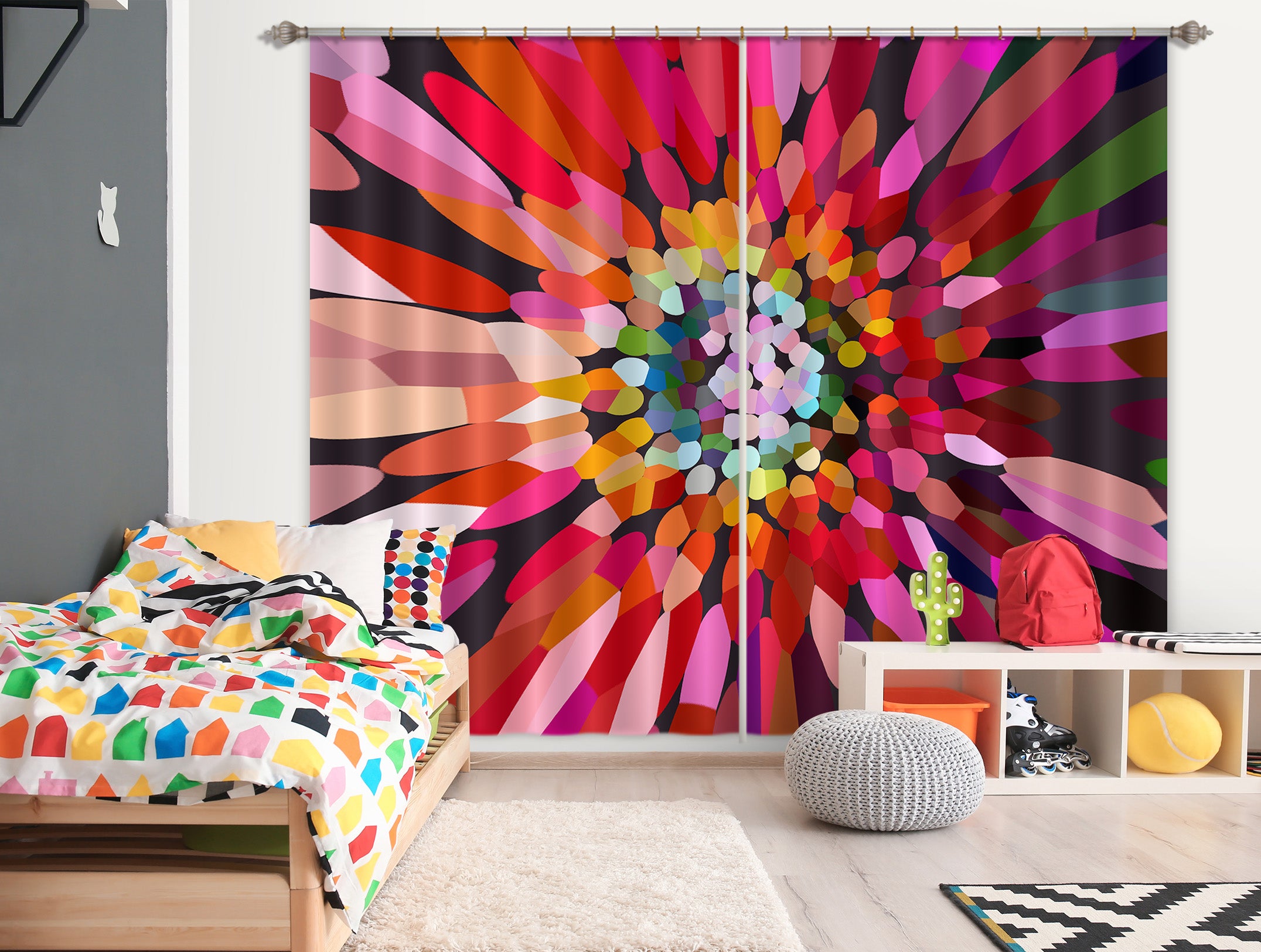 3D Pink Flower Horizontal 71048 Shandra Smith Curtain Curtains Drapes