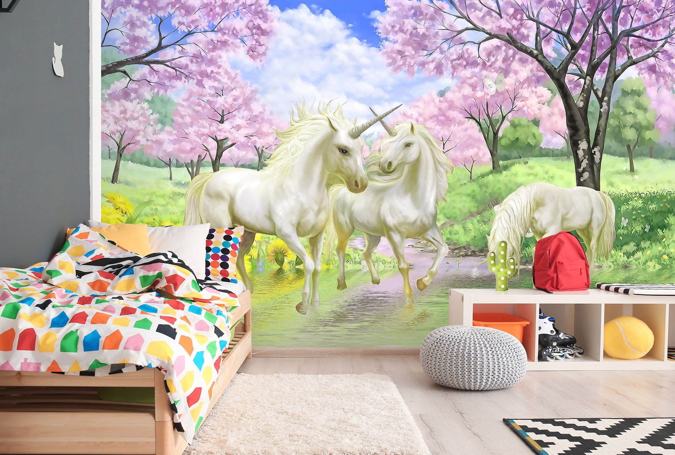 3D Park White Unicorn 012 Wall Murals Wallpaper AJ Wallpaper 2