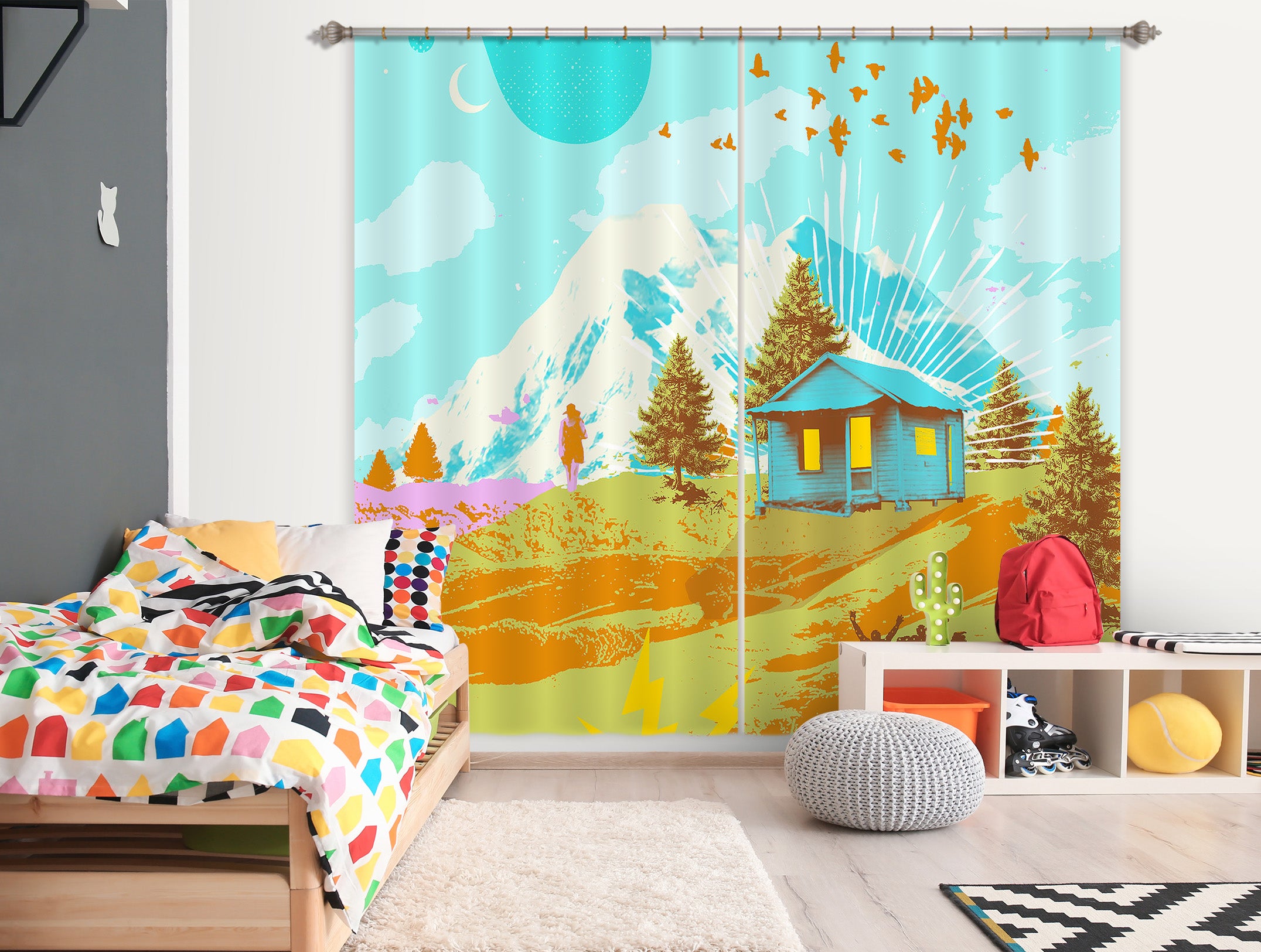 3D Snow Mountain 037 Showdeer Curtain Curtains Drapes