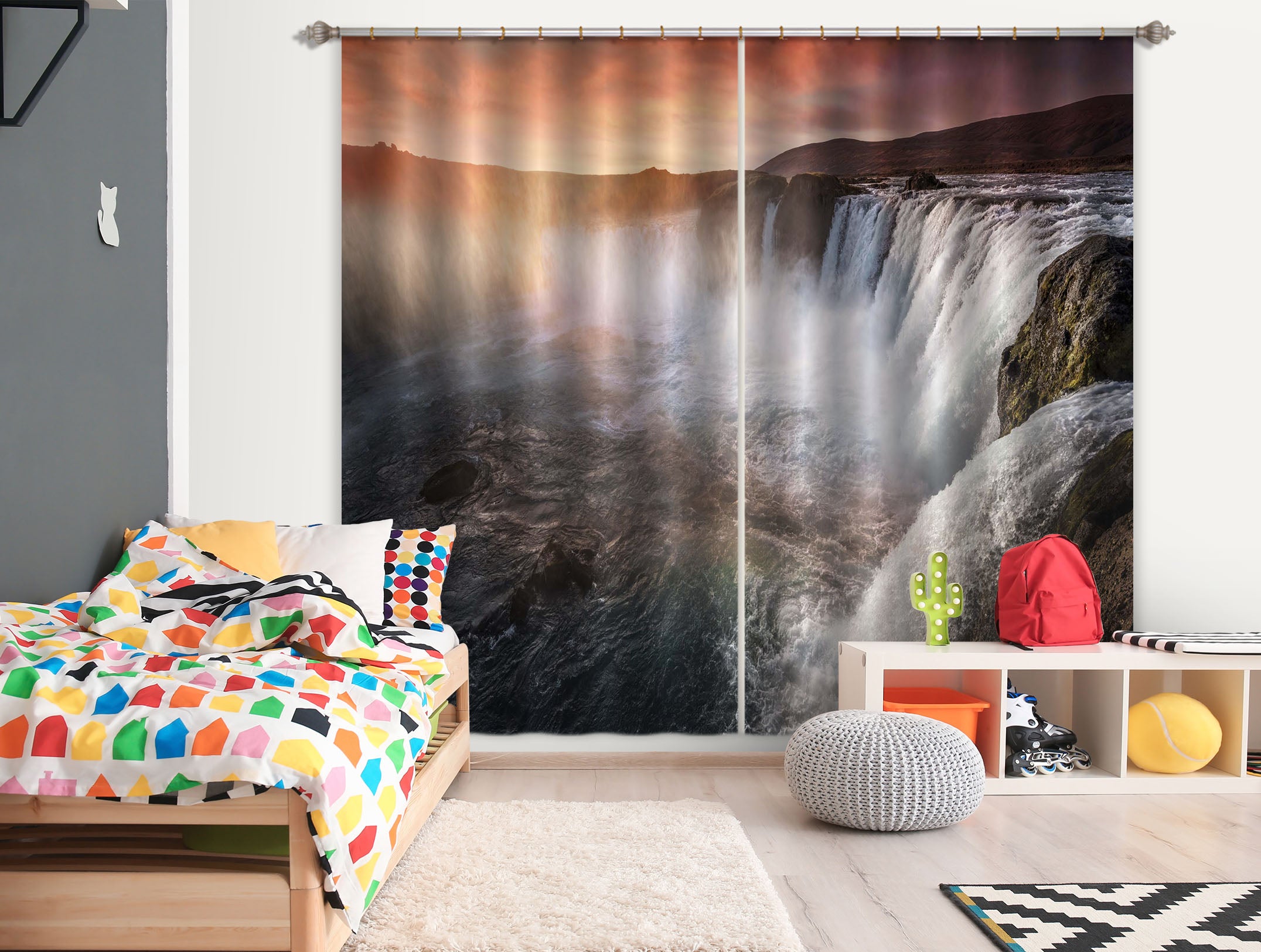 3D Canyon Waterfall 117 Marco Carmassi Curtain Curtains Drapes
