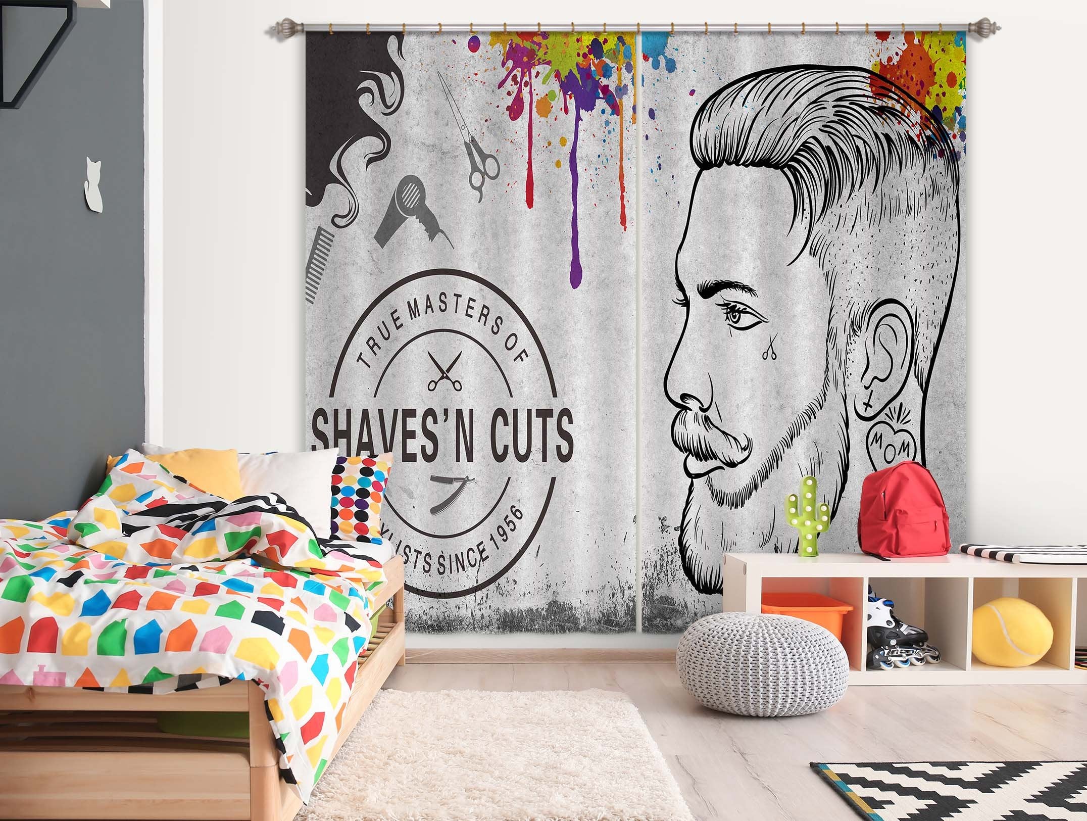 3D Barbershop 853 Curtains Drapes Wallpaper AJ Wallpaper