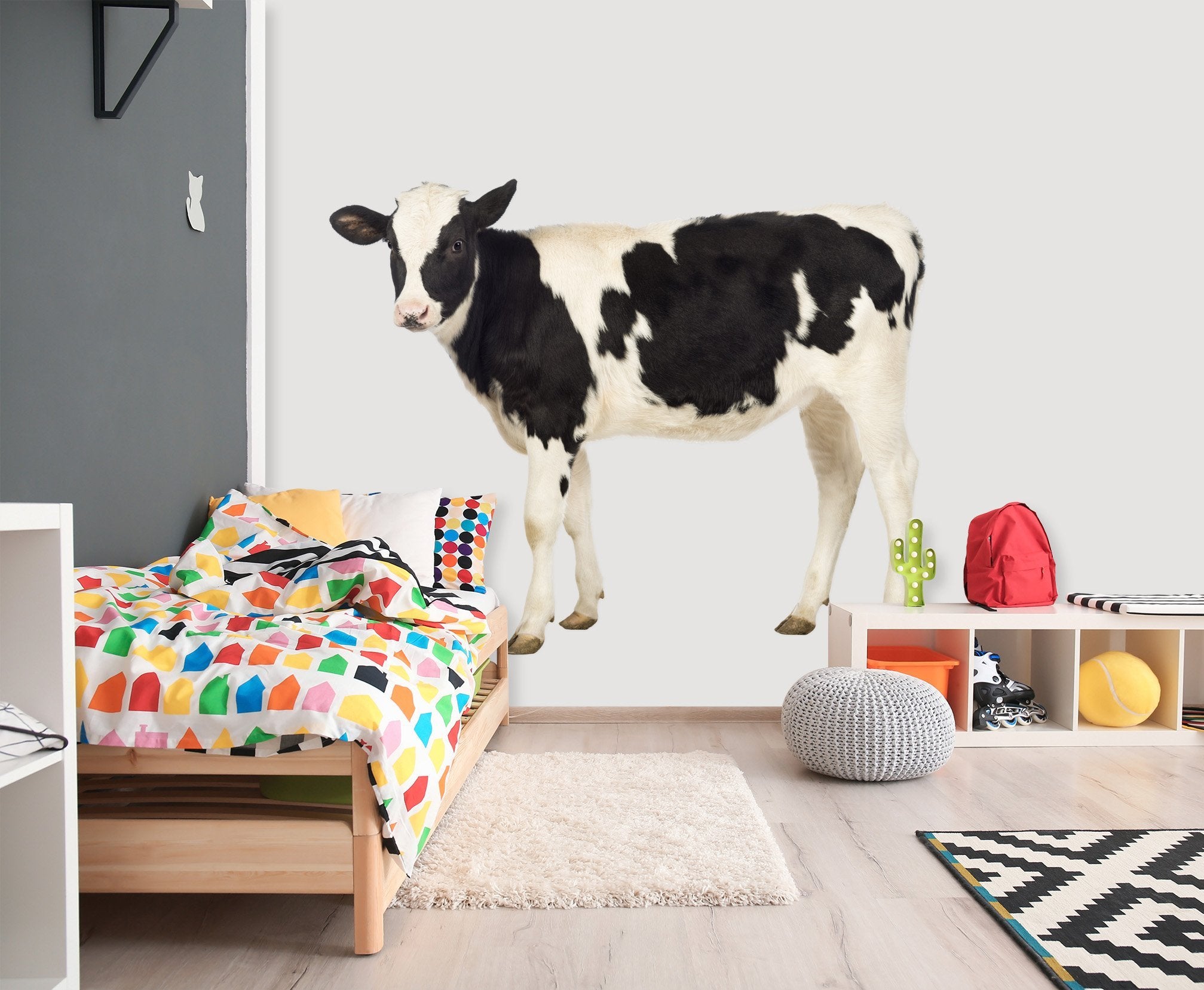 3D Black And White Cow 093 Animals Wall Stickers Wallpaper AJ Wallpaper