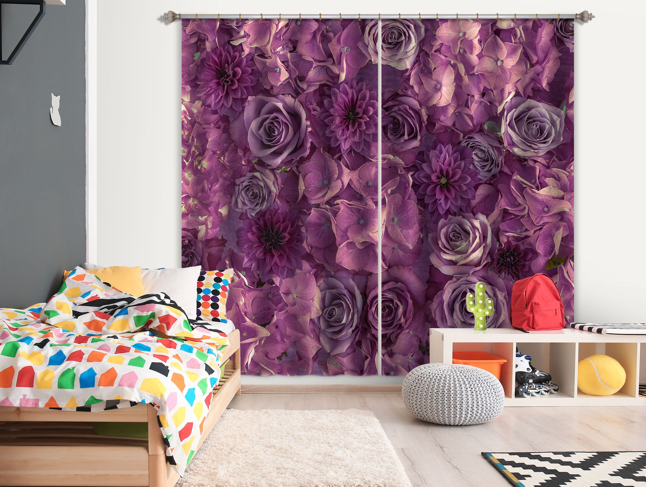 3D Purple Garden 6327 Assaf Frank Curtain Curtains Drapes