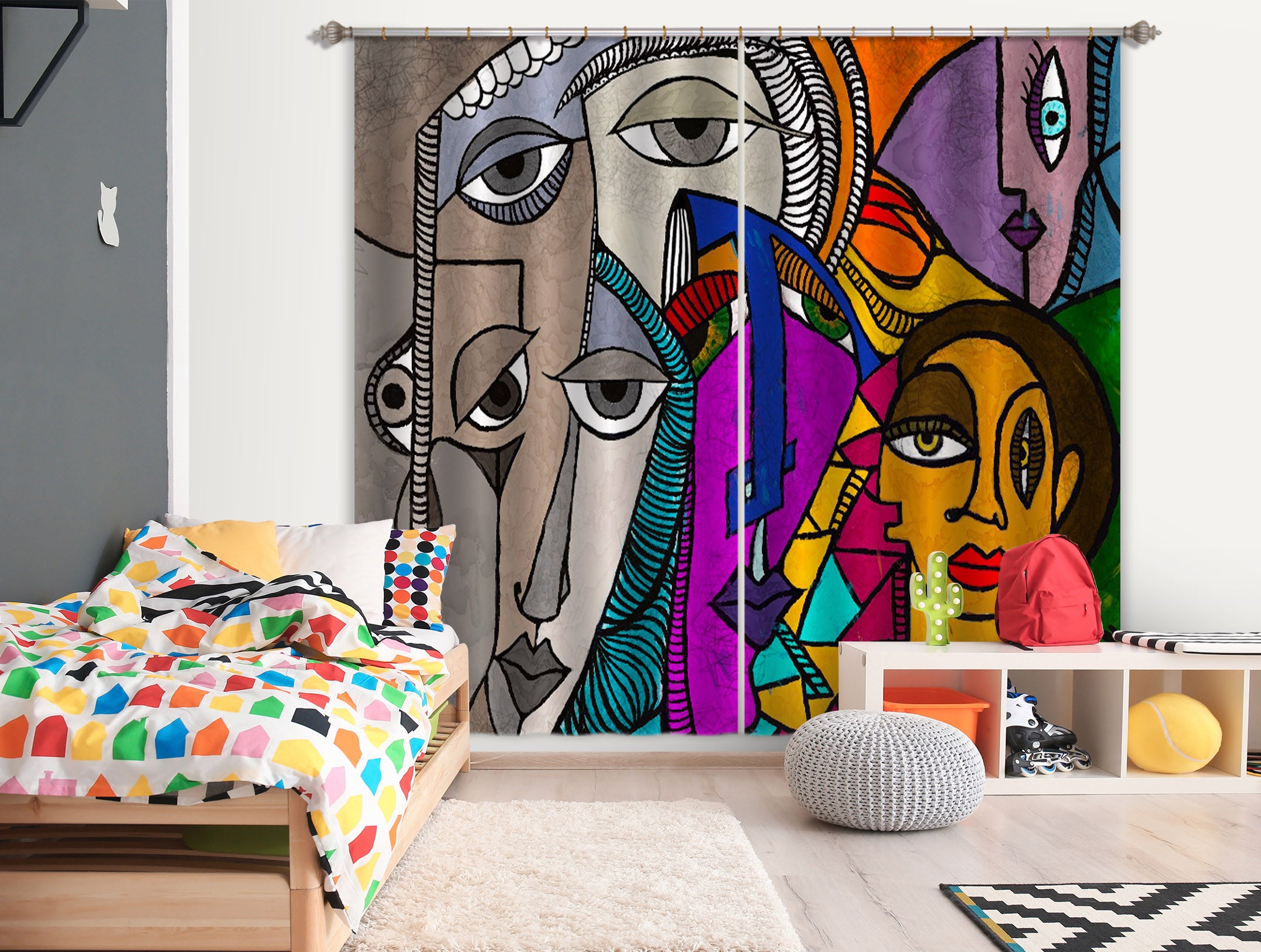 3D Comic Doodle 372 Jacqueline Reynoso Curtain Curtains Drapes