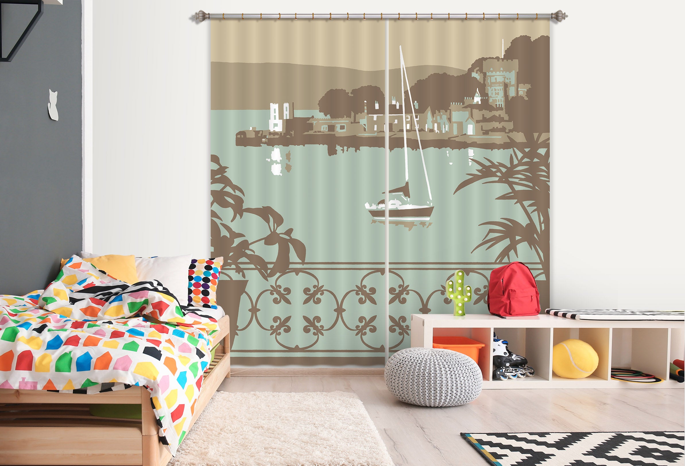 3D Sandbanks Balcony 143 Steve Read Curtain Curtains Drapes