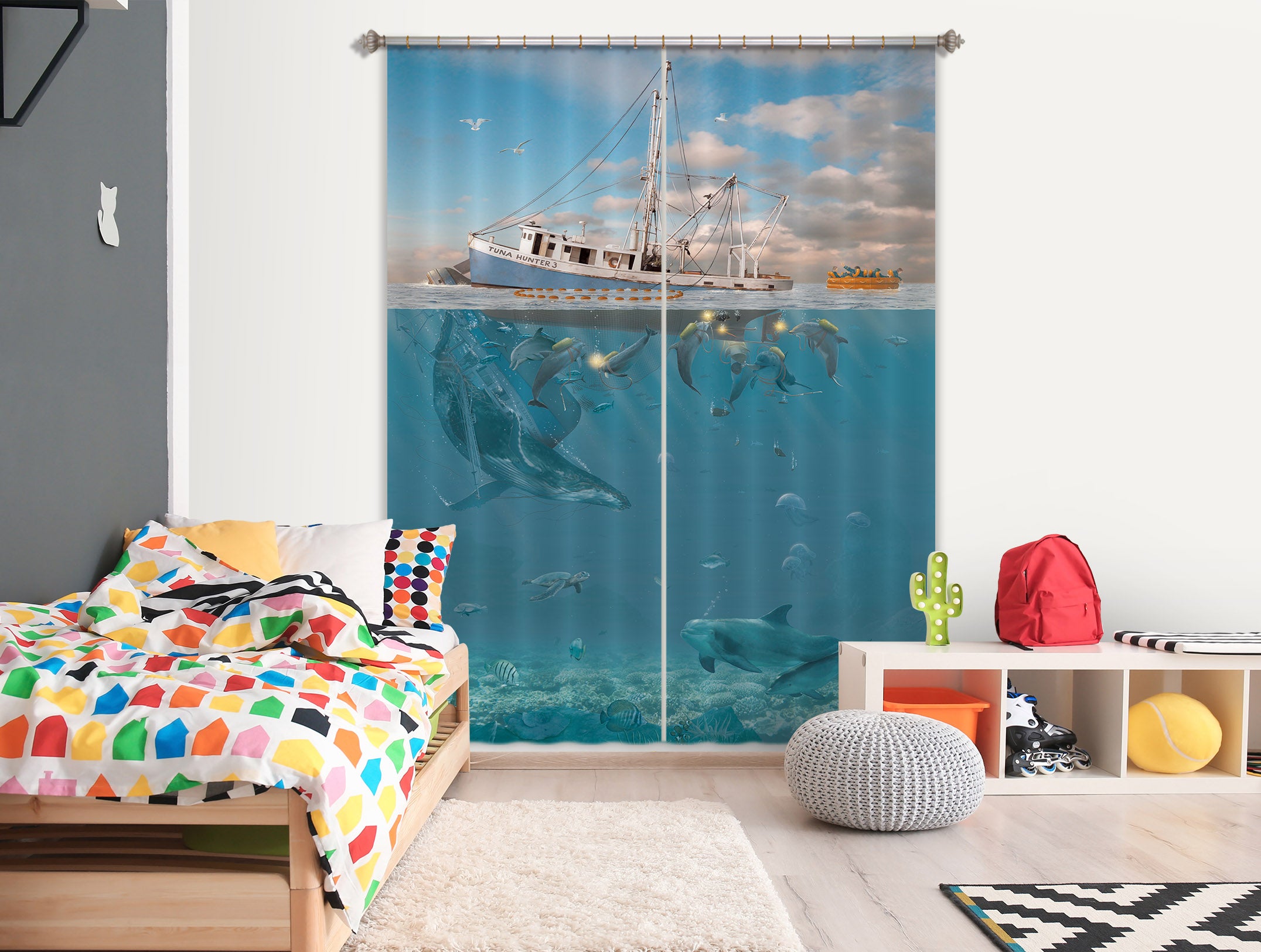 3D Rage Of The Dolphin 063 Vincent Hie Curtain Curtains Drapes