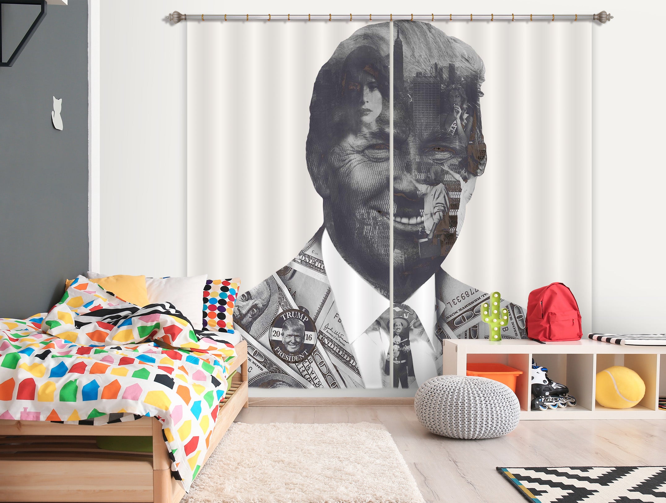 3D Grey Smile 042 Marco Cavazzana Curtain Curtains Drapes