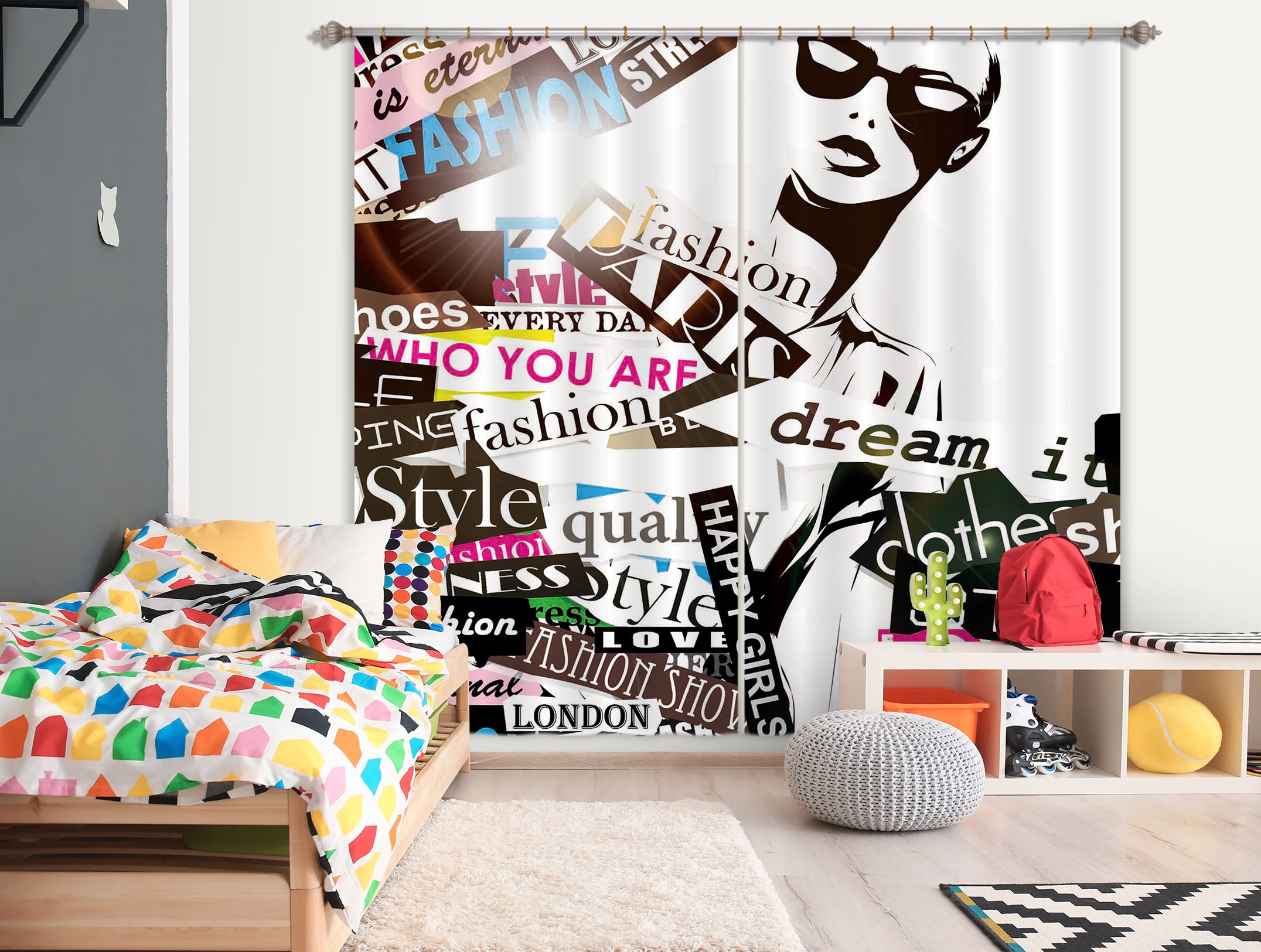 3D Color Graffiti 723 Curtains Drapes