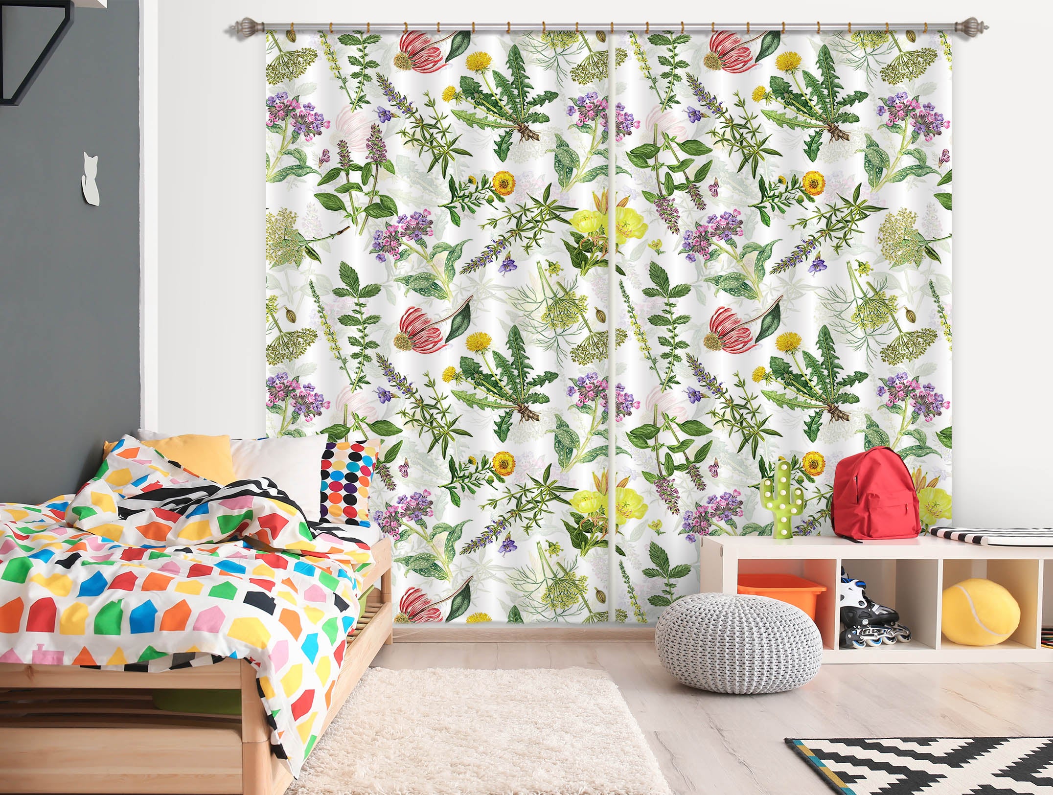 3D Color Chrysanthemum 264 Uta Naumann Curtain Curtains Drapes