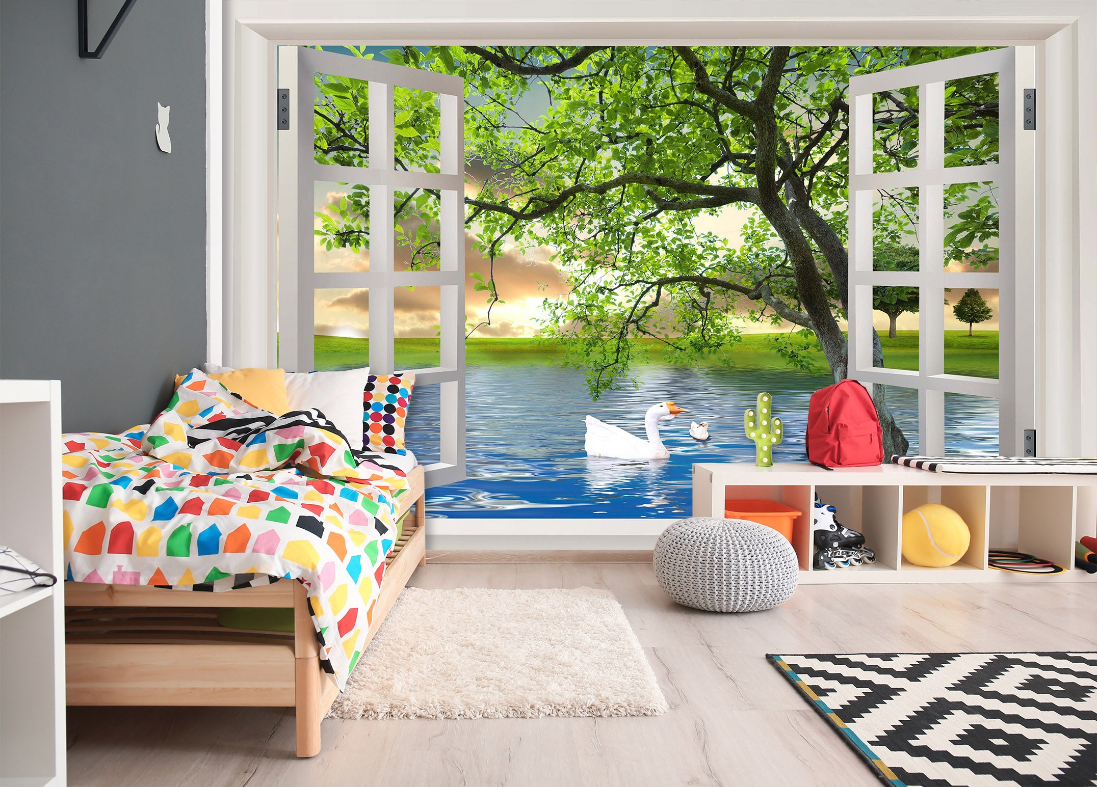 3D Swan Tree 1601 Wall Murals