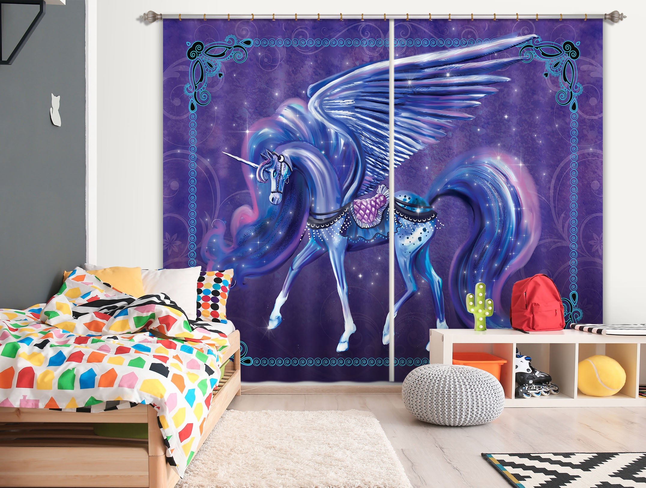 3D Star Unicorn 120 Rose Catherine Khan Curtain Curtains Drapes