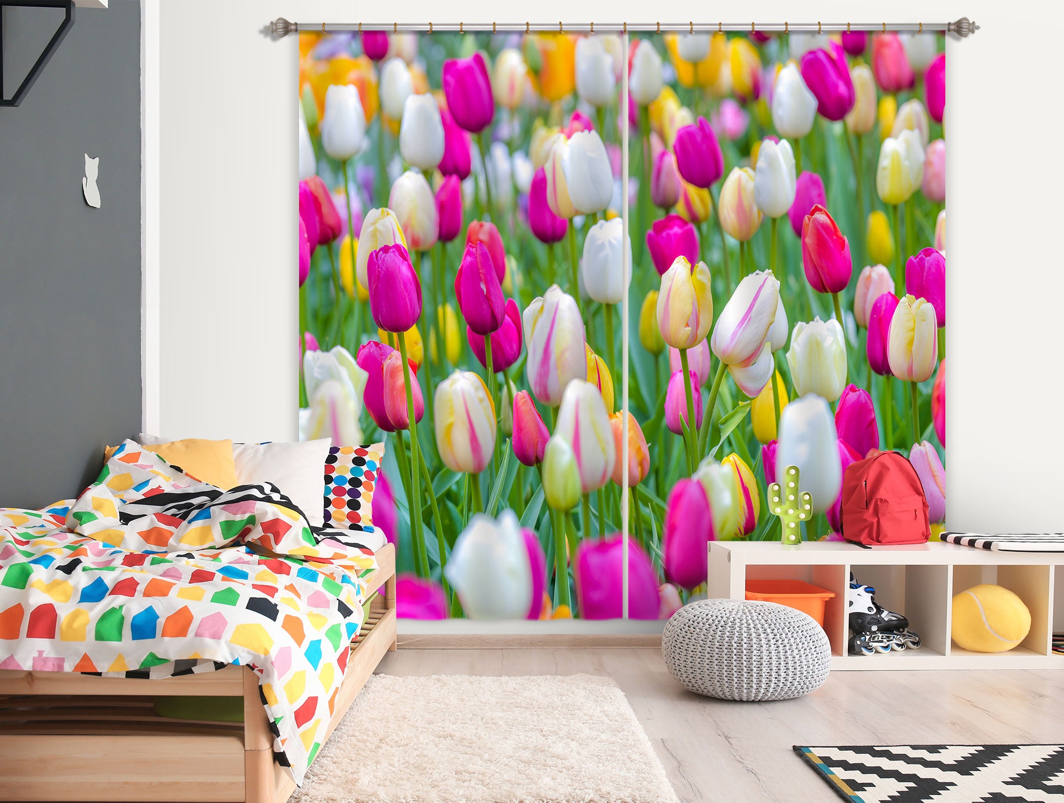 3D Tulip Garden 6525 Assaf Frank Curtain Curtains Drapes