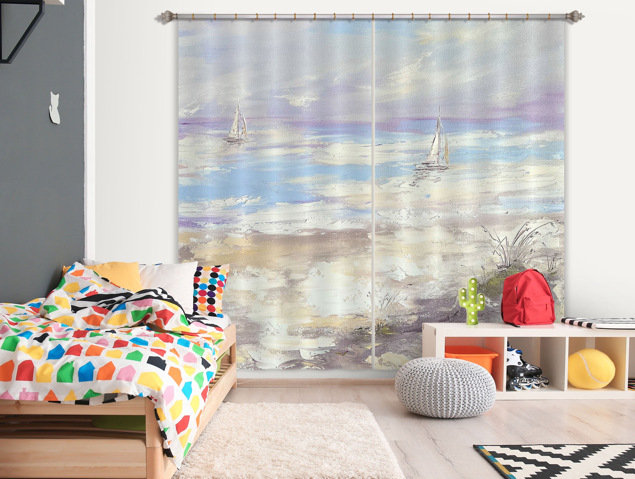 3D Sky Cloud Sea 3006 Skromova Marina Curtain Curtains Drapes