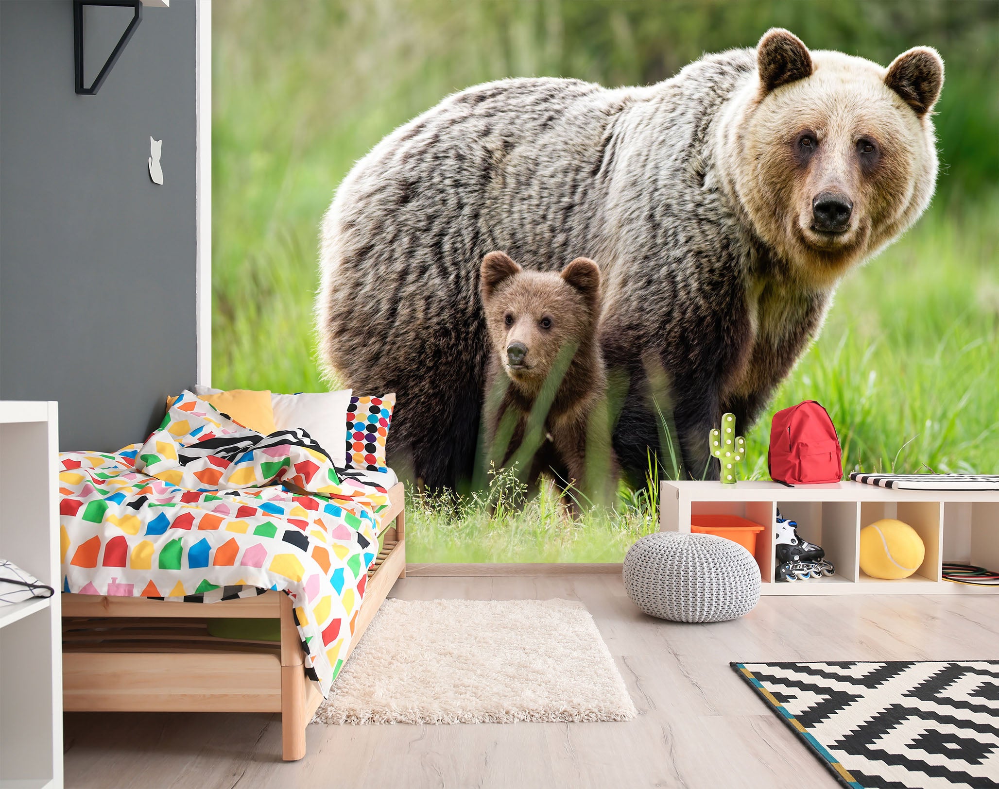 3D Big And Small Bear 57050 Wall Murals
