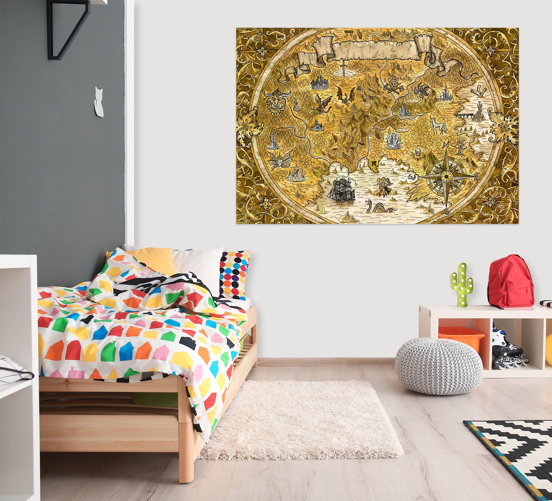 3D Valley River 280 World Map Wall Sticker