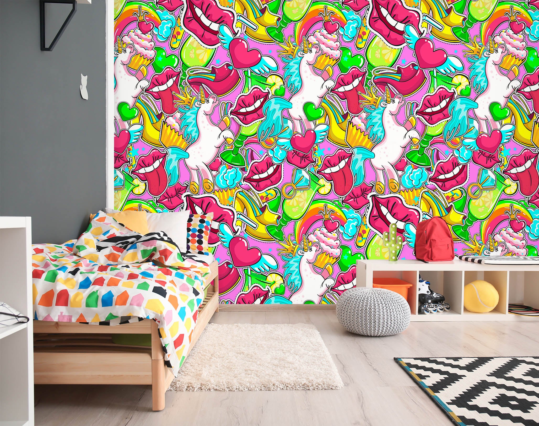 3D Cake Unicorn Lips 57065 Wall Murals
