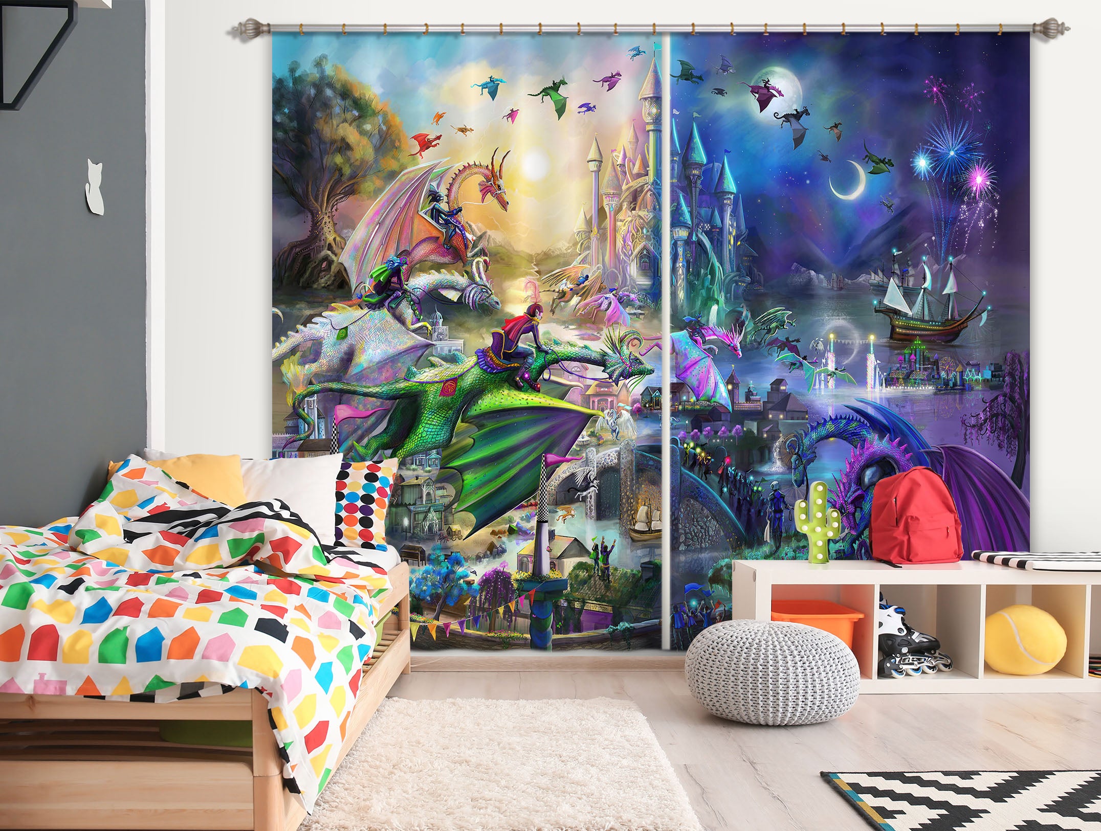 3D Wonderland 110 Rose Catherine Khan Curtain Curtains Drapes