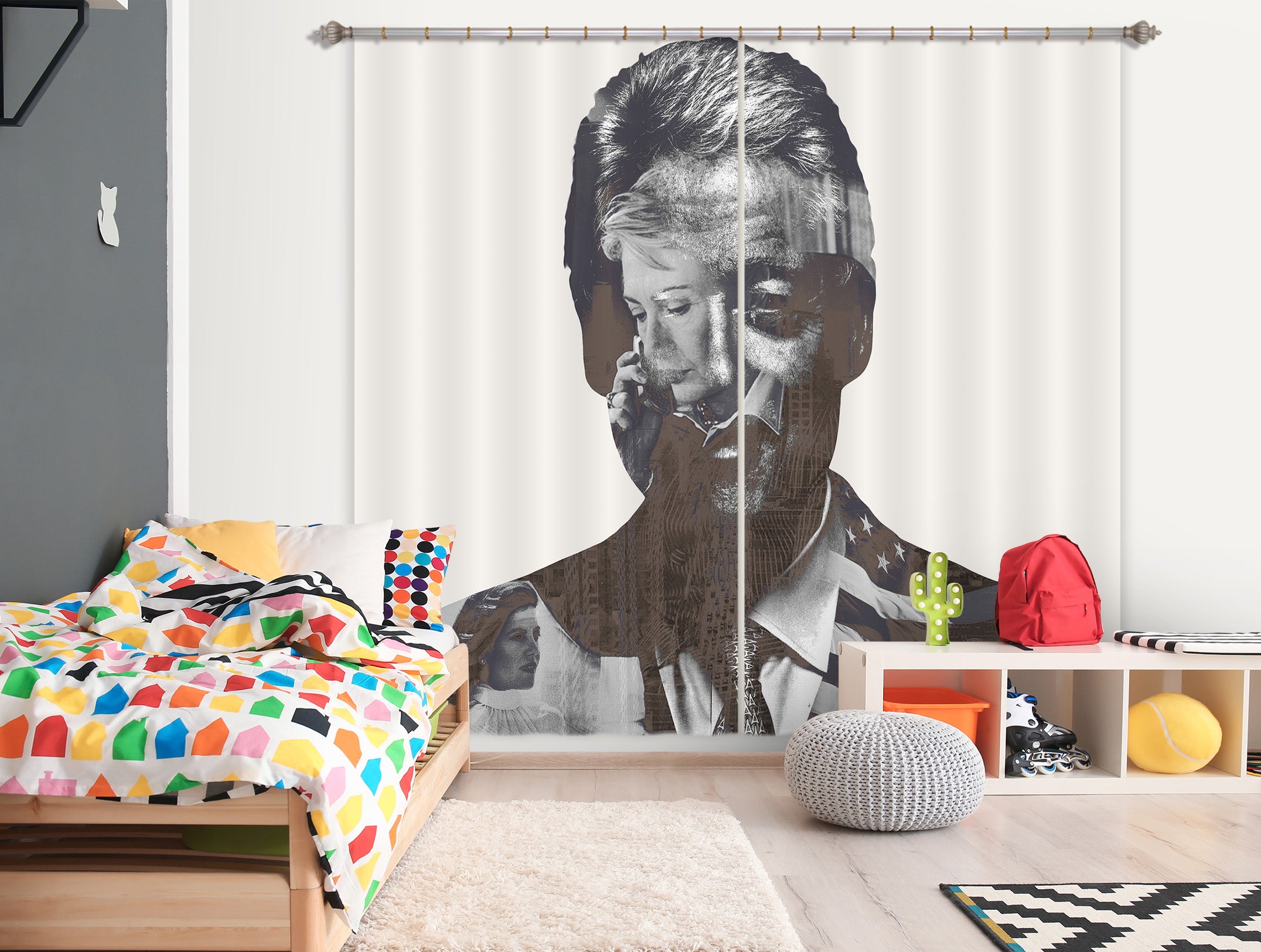 3D Grey Smile 041 Marco Cavazzana Curtain Curtains Drapes