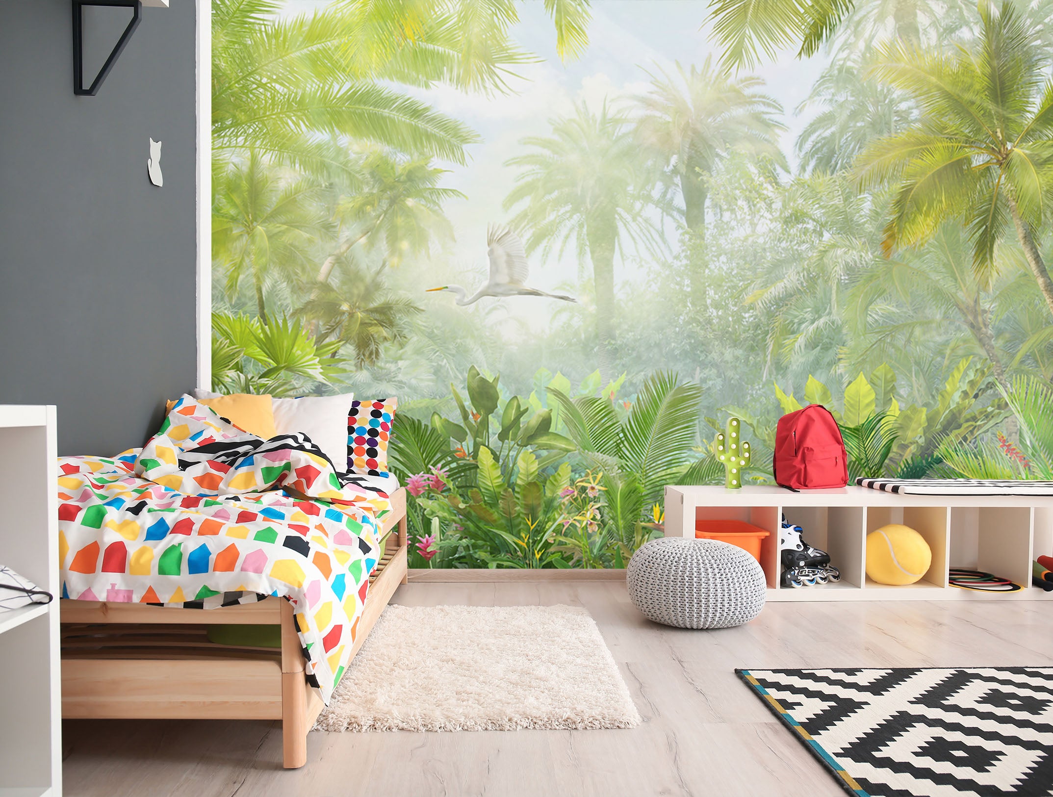 3D White Crane Forest 1544 Wall Murals