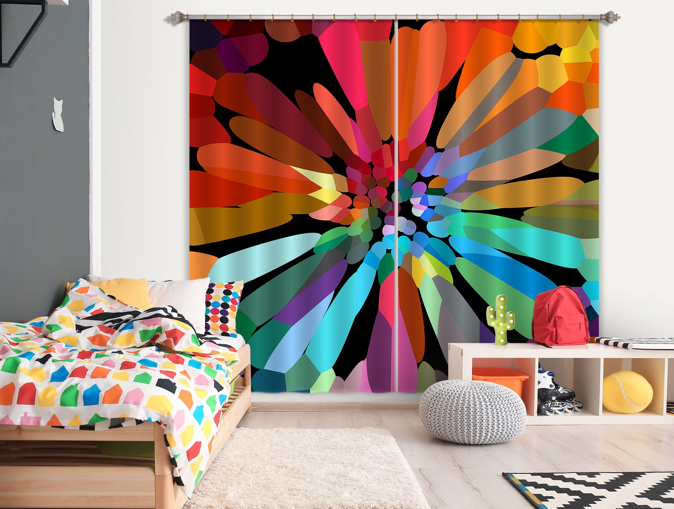 3D Colored Petals 034 Shandra Smith Curtain Curtains Drapes
